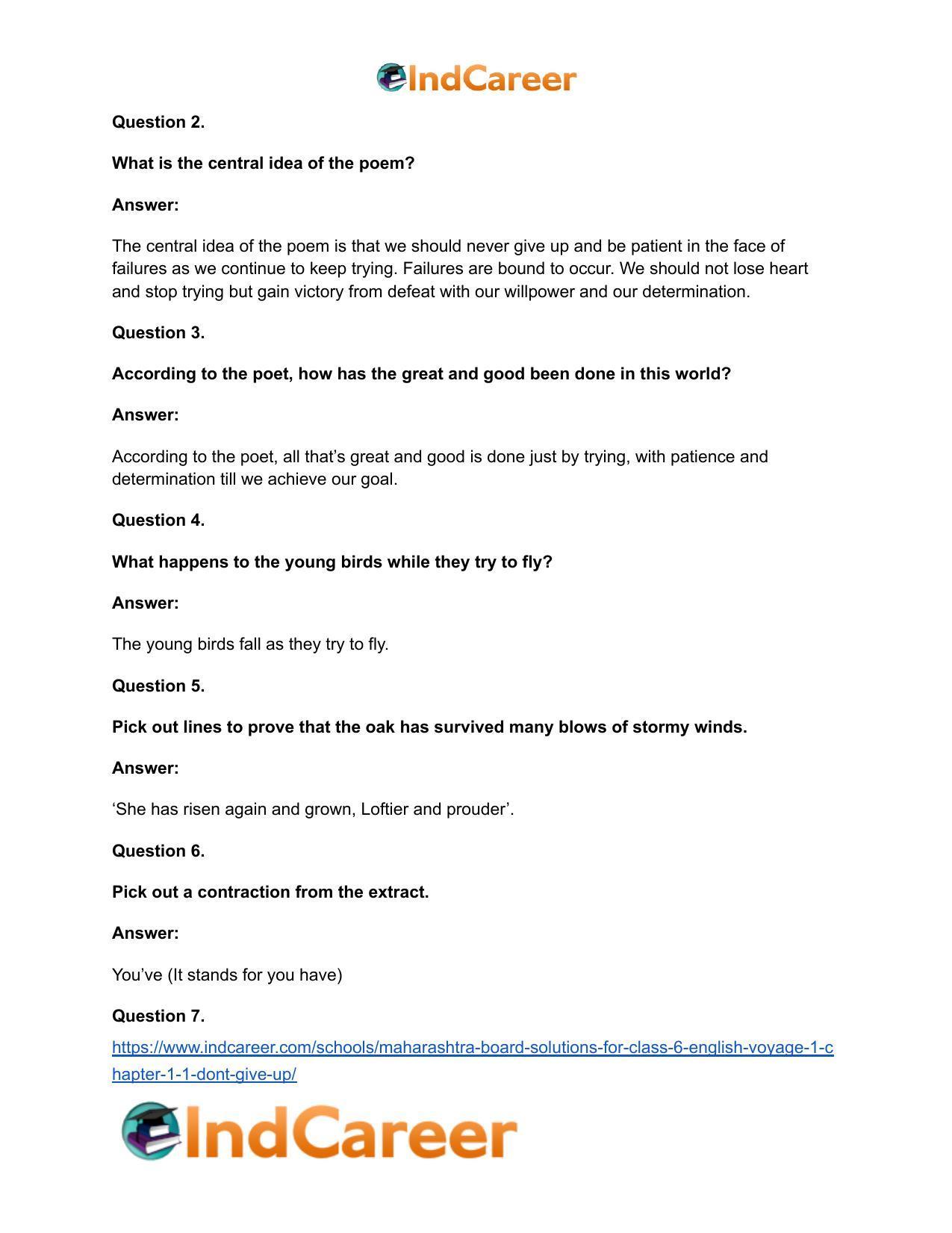 Maharashtra Board Solutions for Class 6- English (Voyage 1): Chapter 1.1- Don’t Give Up! - Page 5