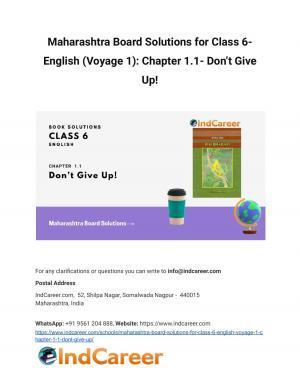 Maharashtra Board Solutions for Class 6- English (Voyage 1): Chapter 1.1- Don’t Give Up!