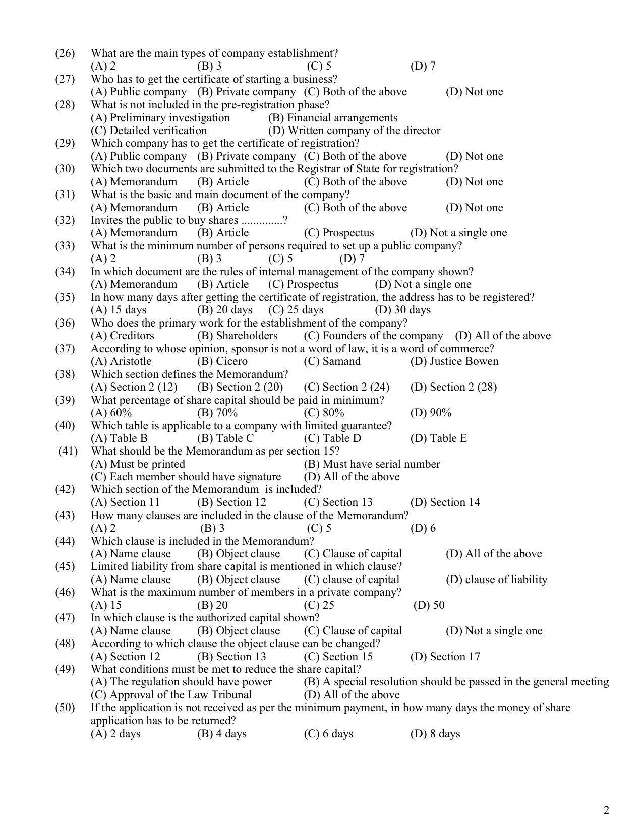 Hemchand North Gujarat University Sample Paper July-Sept 2021: B.Com. Semester-I (Old/New Course) Secretarial Practice – 1 (Theory) - Page 2