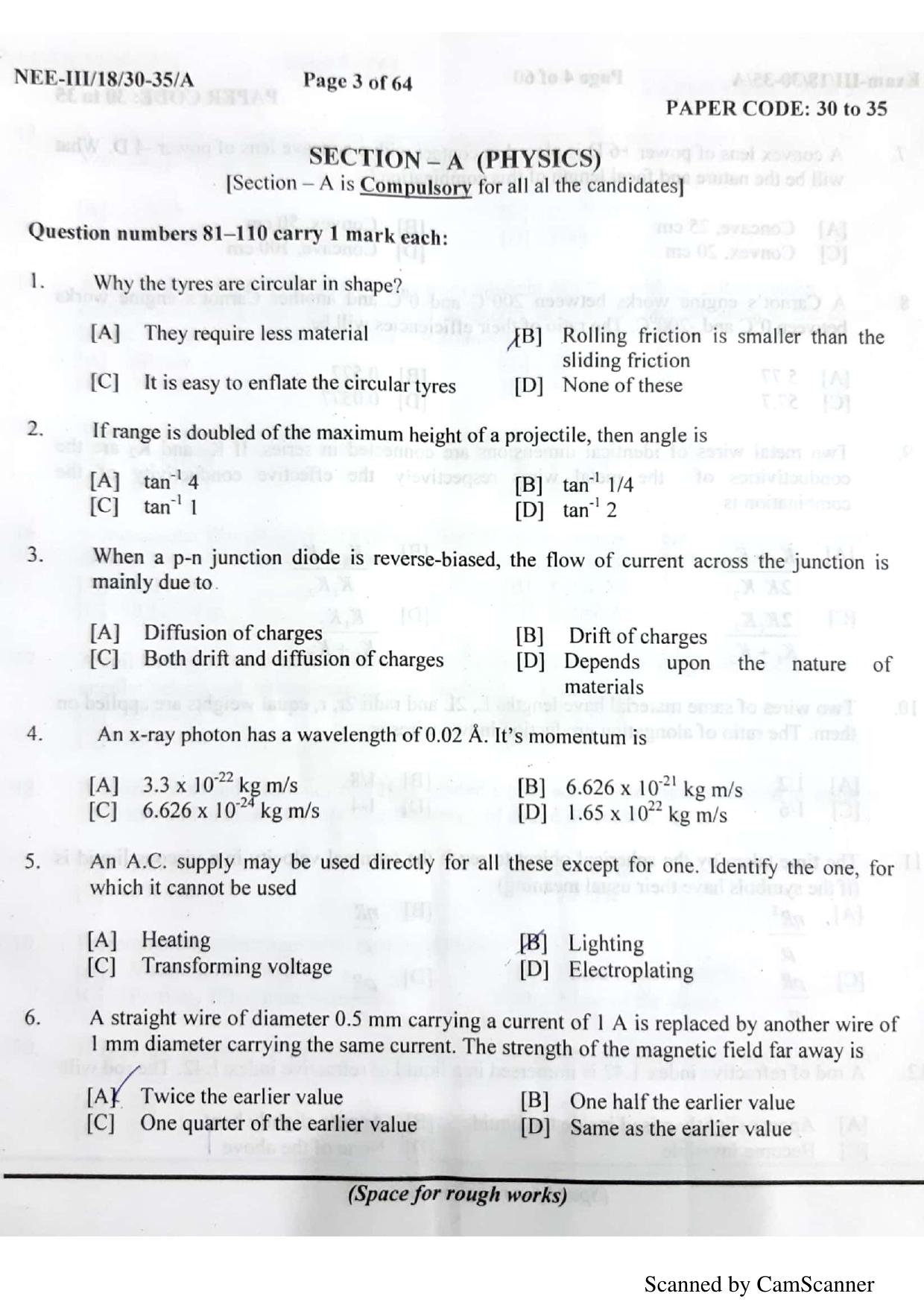 NERIST NEE (3) 2018 Question Paper	 - Page 1