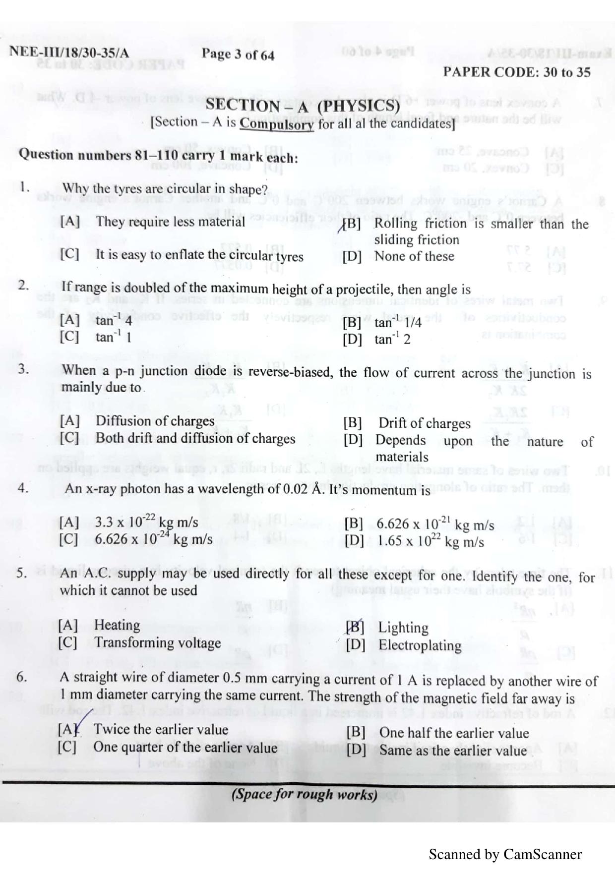 NERIST NEE (3) 2018 Question Paper	 - Page 1