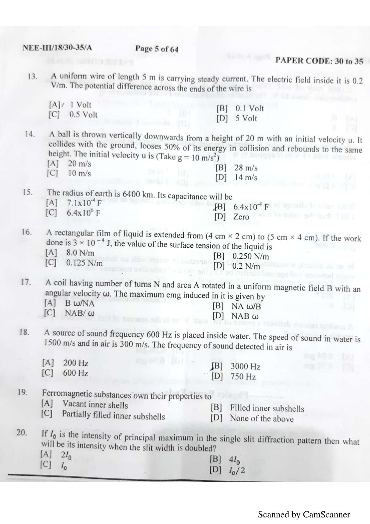 NERIST NEE (3) 2018 Question Paper	 - Page 3