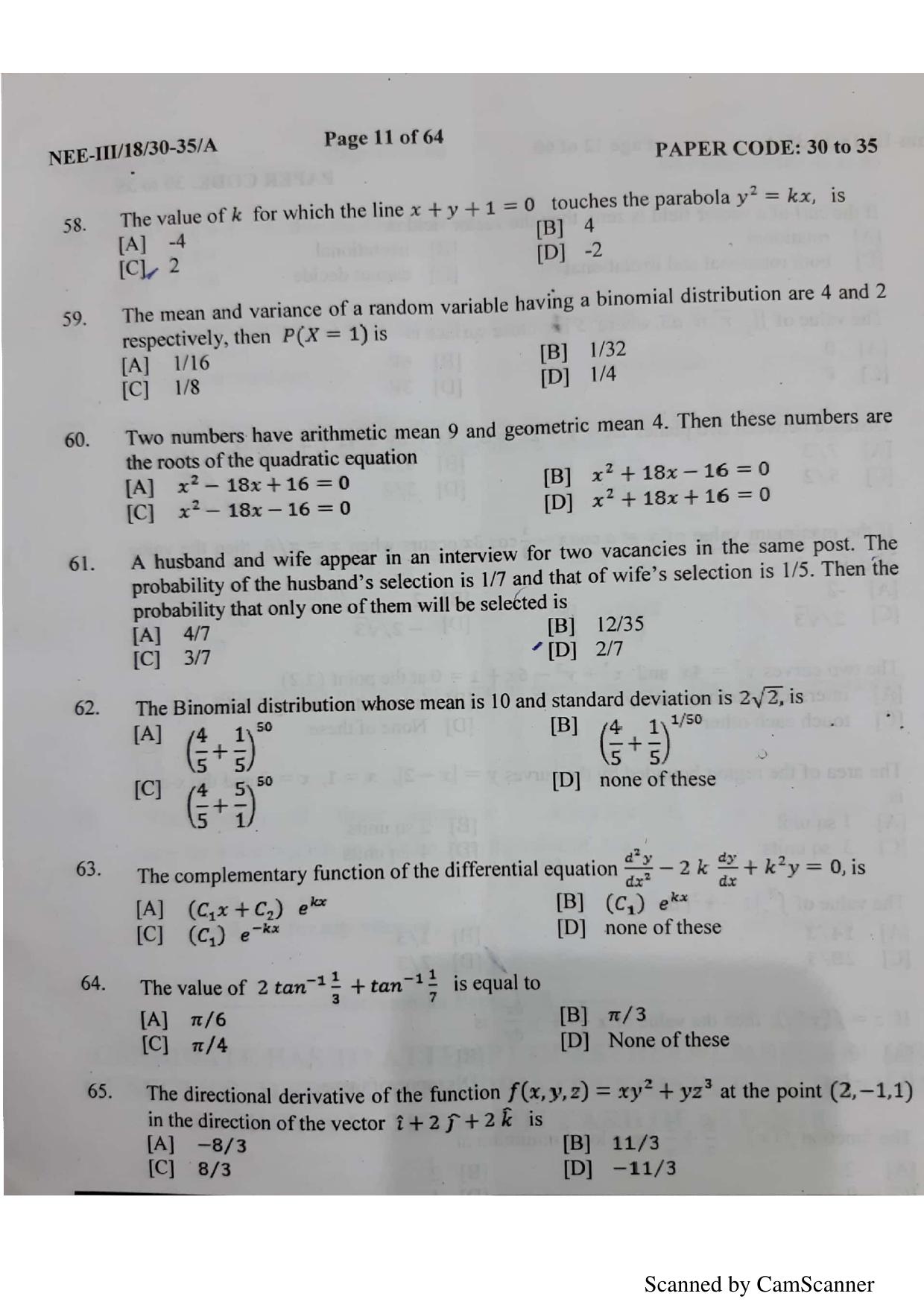 NERIST NEE (3) 2018 Question Paper	 - Page 9