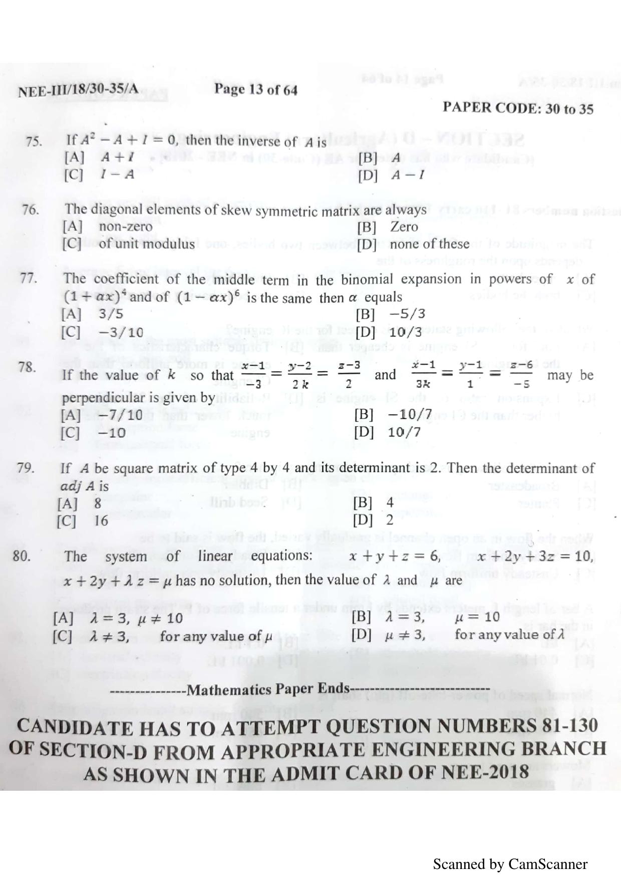 NERIST NEE (3) 2018 Question Paper	 - Page 11