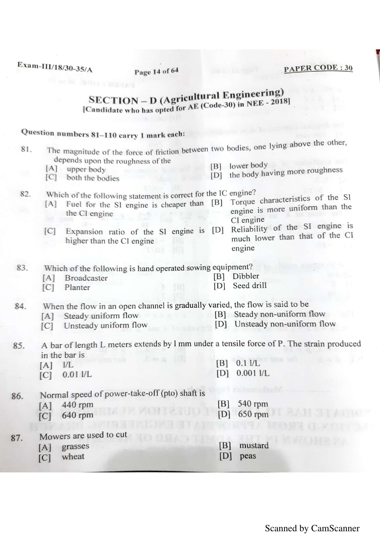 NERIST NEE (3) 2018 Question Paper	 - Page 12