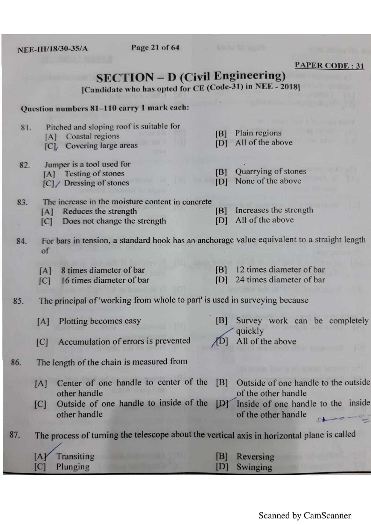 NERIST NEE (3) 2018 Question Paper	 - Page 19