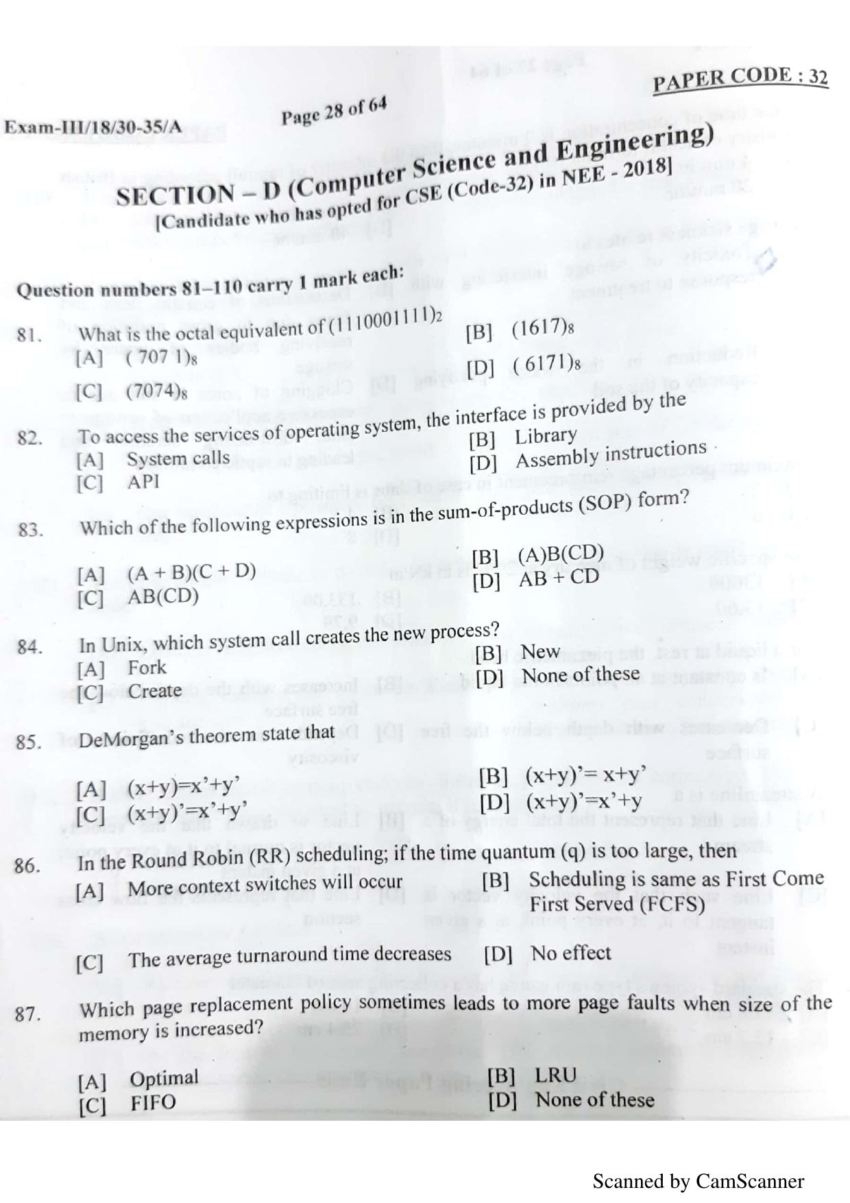 NERIST NEE (3) 2018 Question Paper	 - Page 26