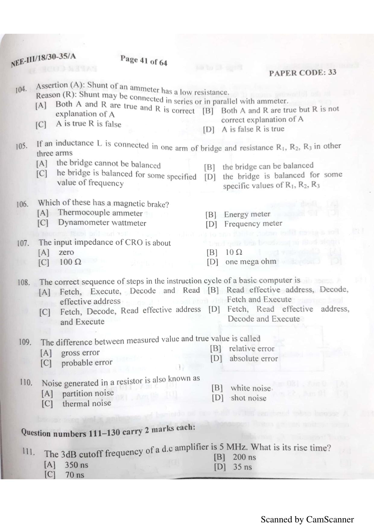 NERIST NEE (3) 2018 Question Paper	 - Page 39