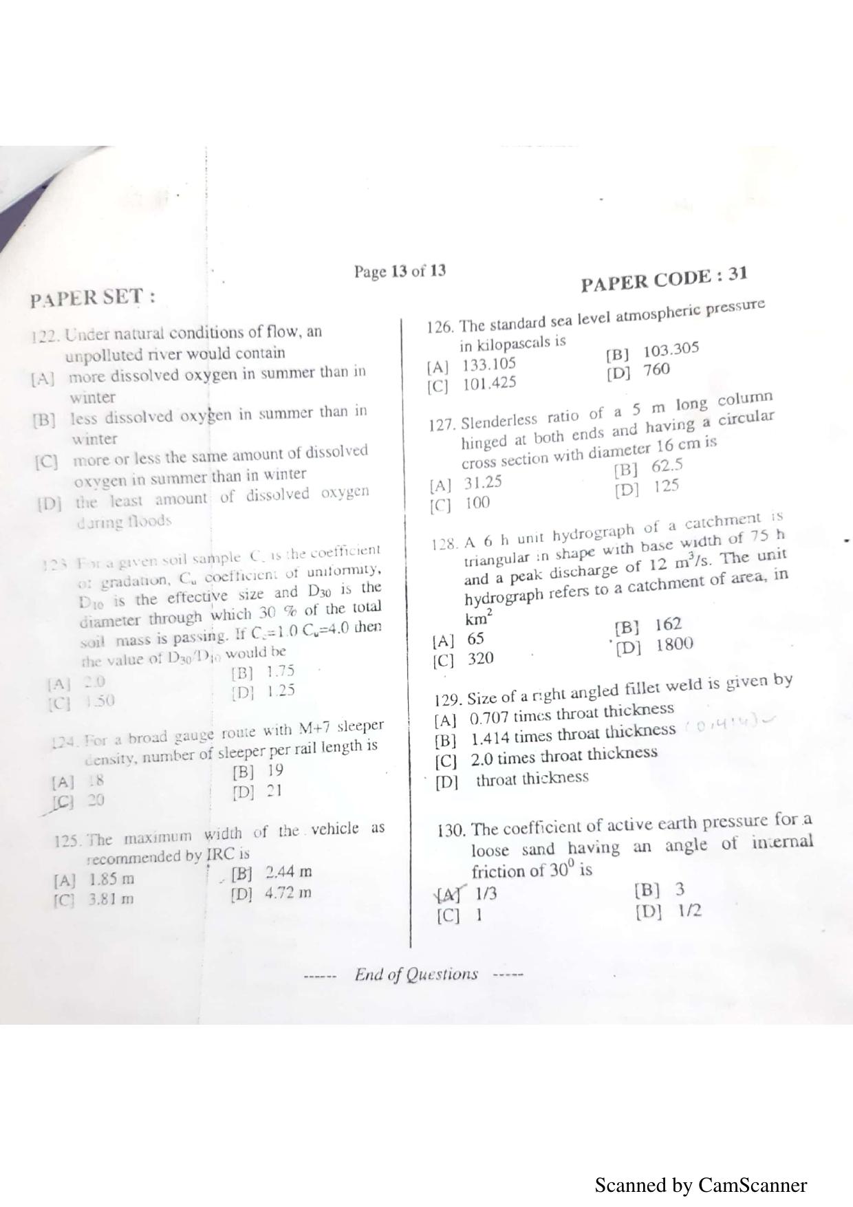 NERIST NEE (3) 2018 Question Paper	 - Page 62