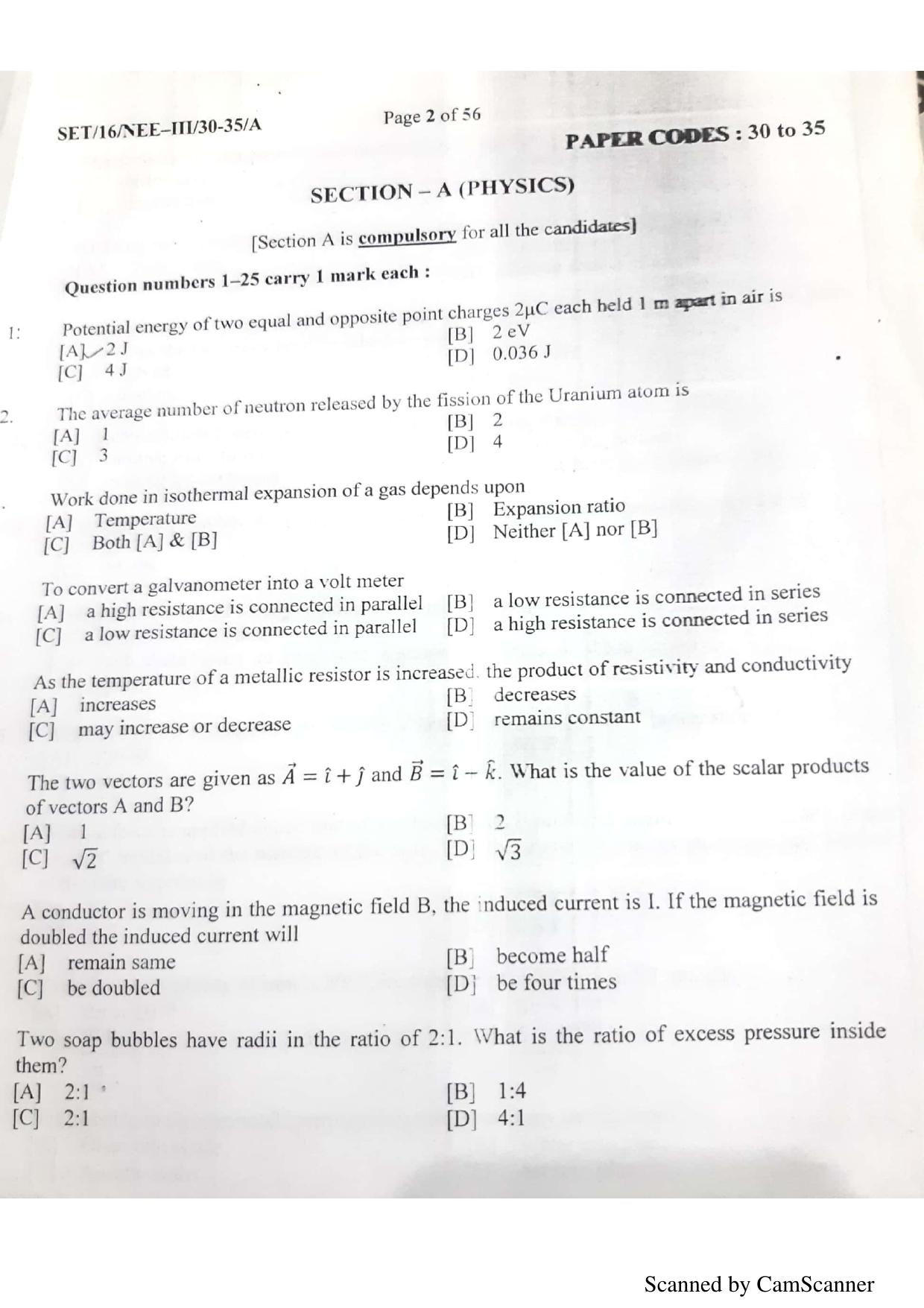 NERIST NEE (3) 2018 Question Paper	 - Page 80