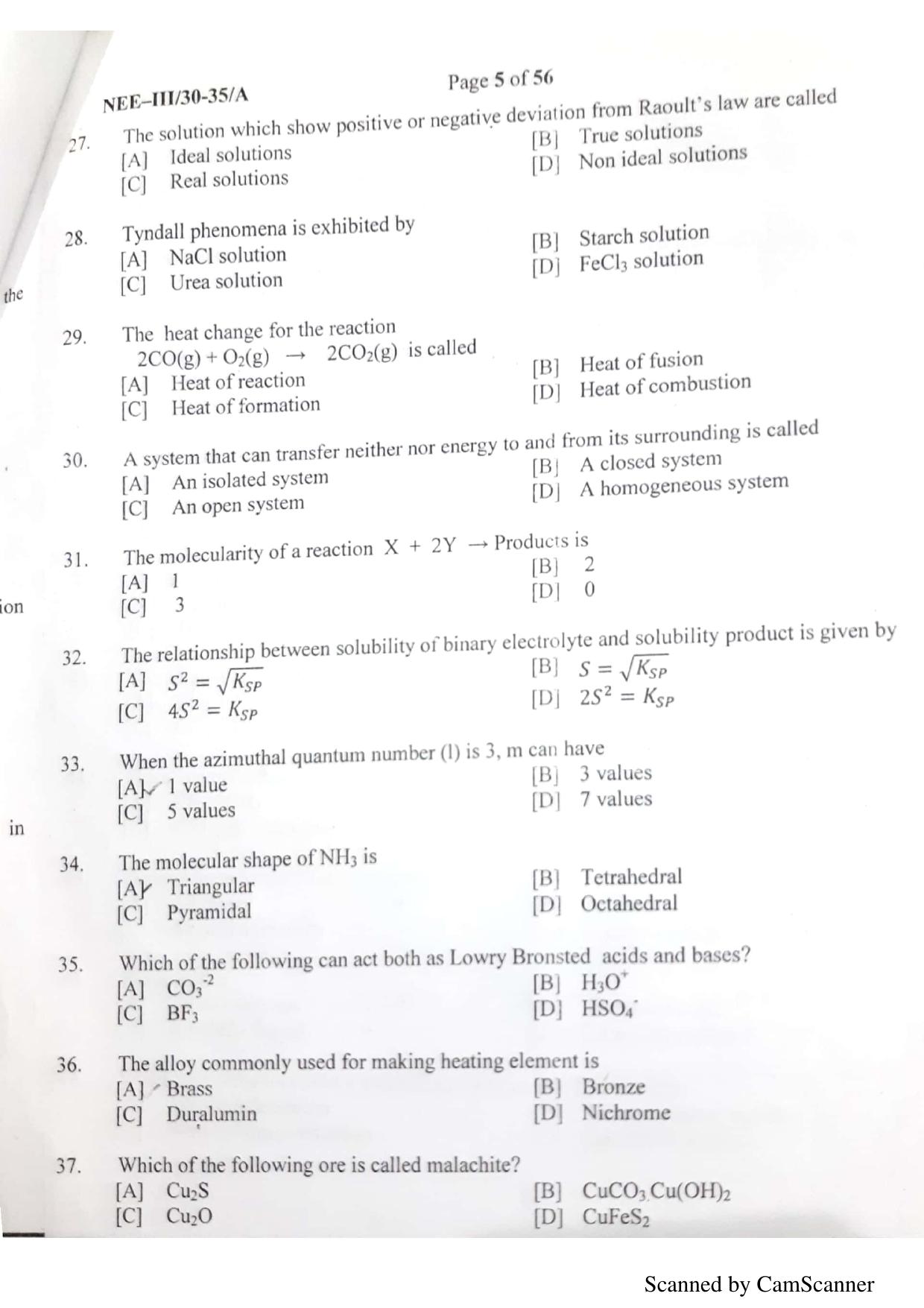NERIST NEE (3) 2018 Question Paper	 - Page 83