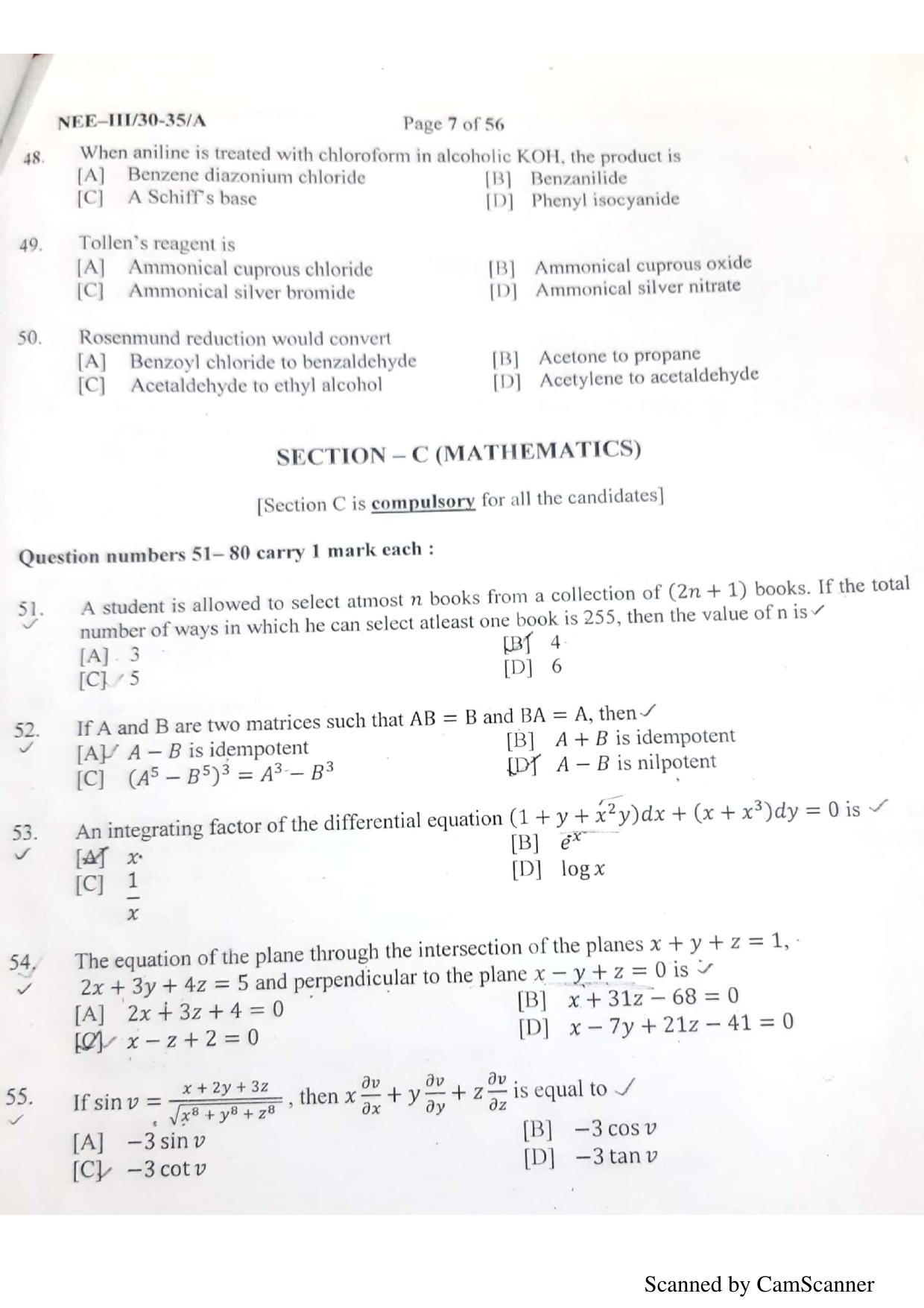 NERIST NEE (3) 2018 Question Paper	 - Page 85