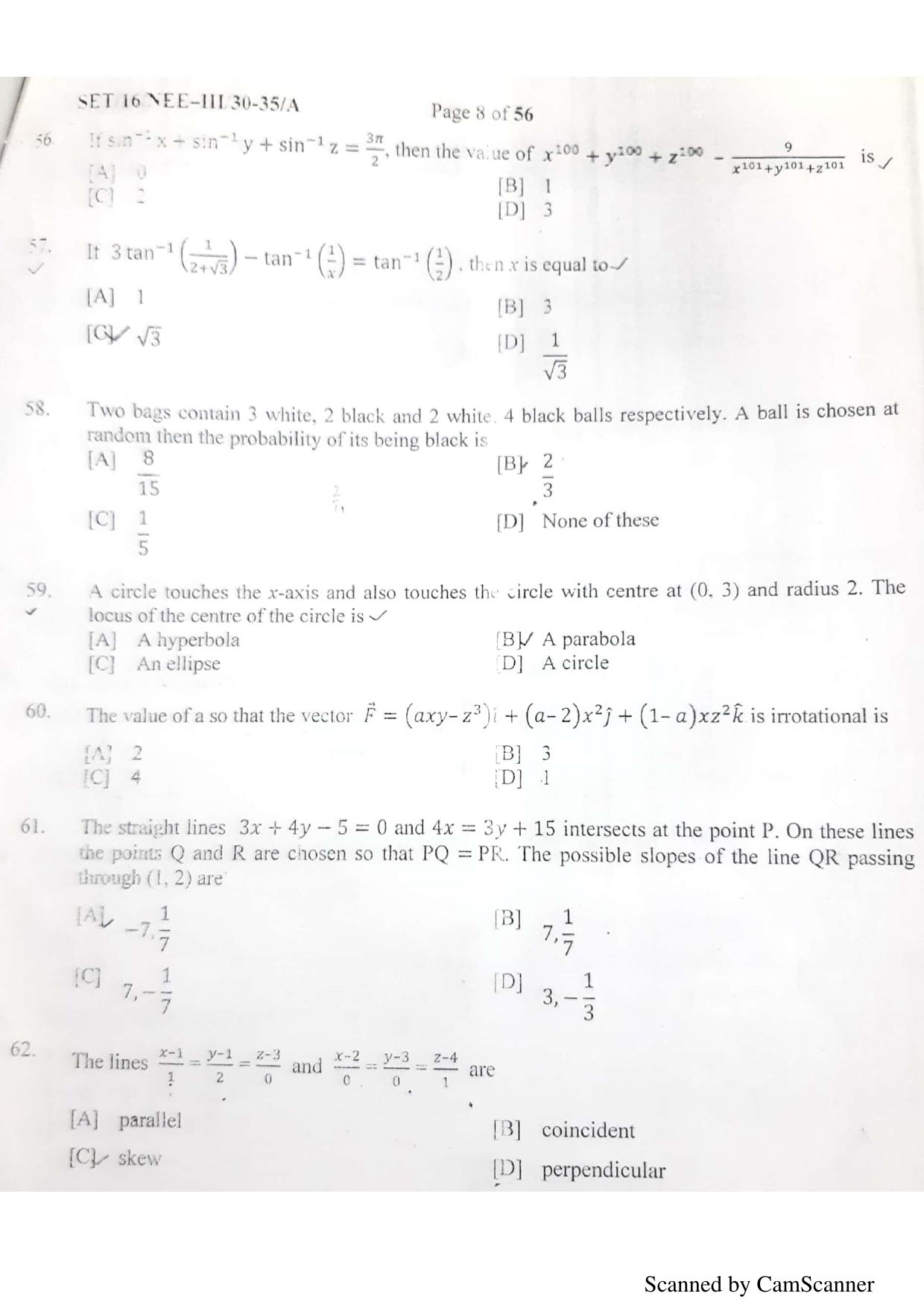 NERIST NEE (3) 2018 Question Paper	 - Page 86