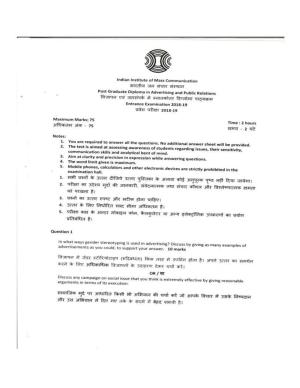 IIMC Advertising & Public Relation Question Paper 2018