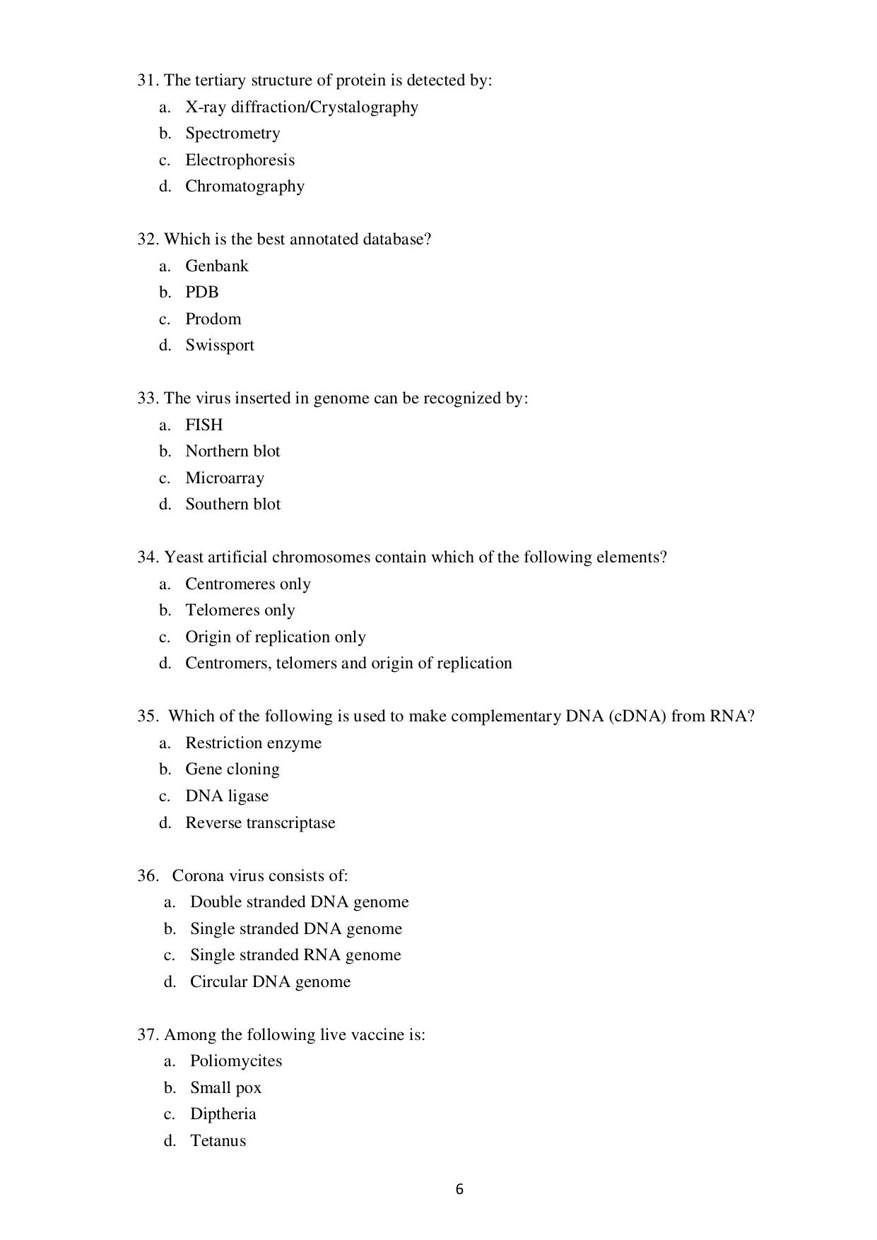 Odisha CPET BIOTECHNOLOGY SET II 2021 Question Paper - Page 6