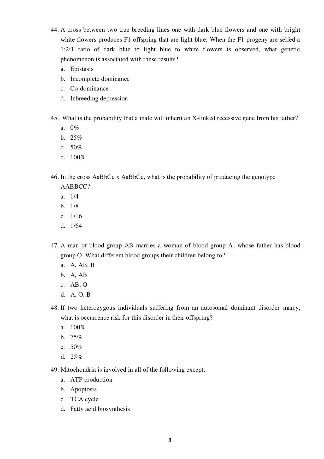 Odisha CPET BIOTECHNOLOGY SET II 2021 Question Paper - Page 8