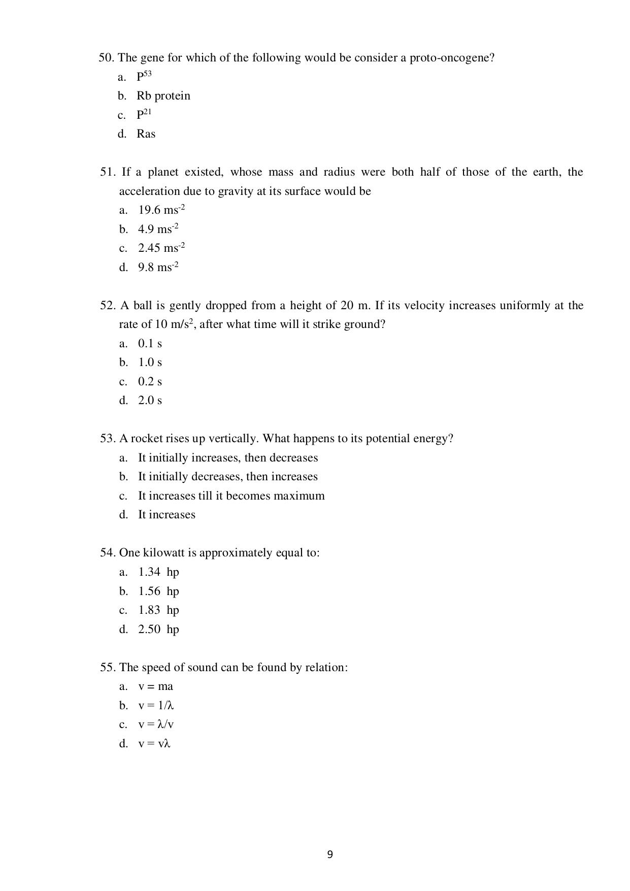 Odisha CPET BIOTECHNOLOGY SET II 2021 Question Paper - Page 9