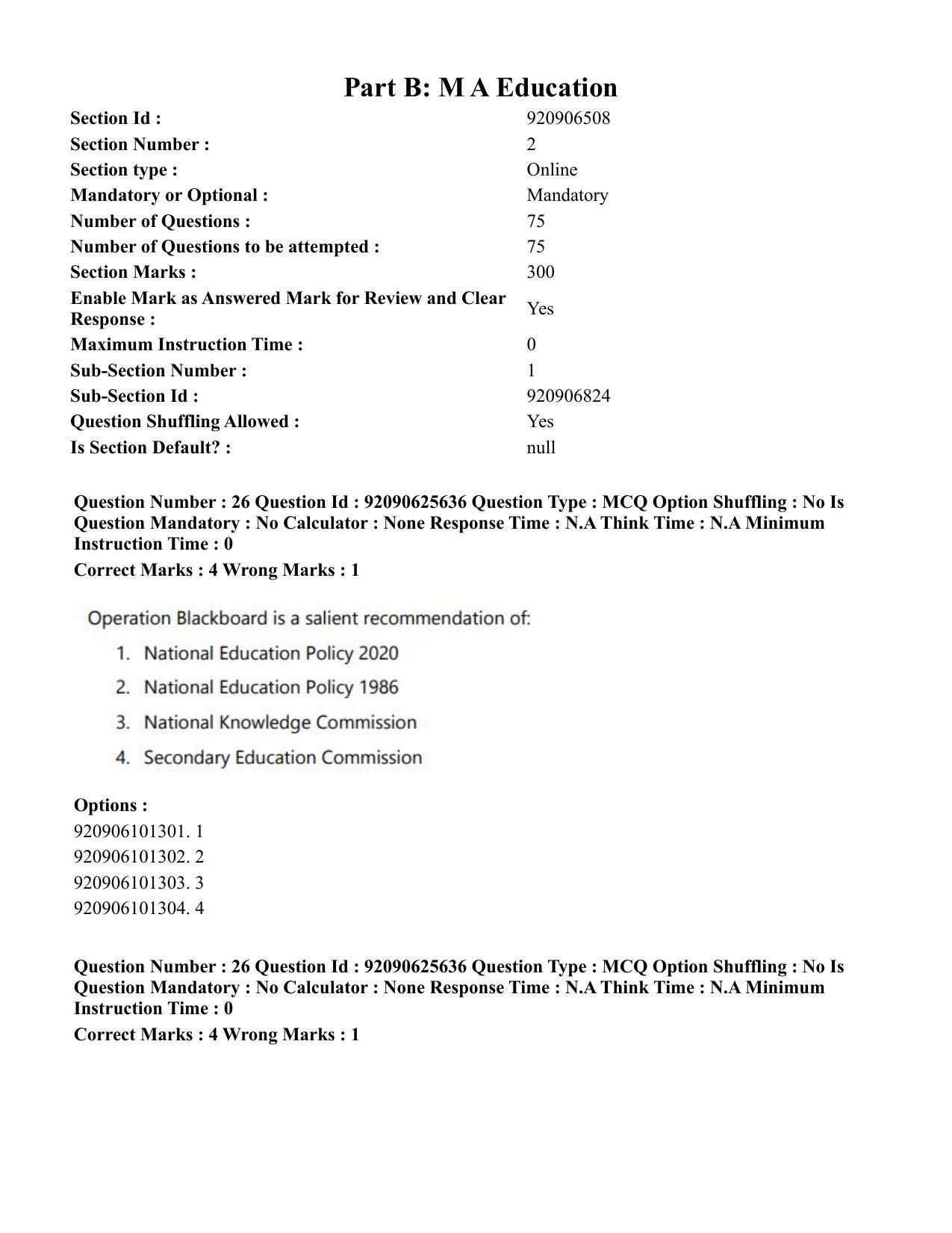 CUET PG 2023: COQP16 – MA Education (Eng) - Shift 1 (26-06-2023) Question Paper - Page 28