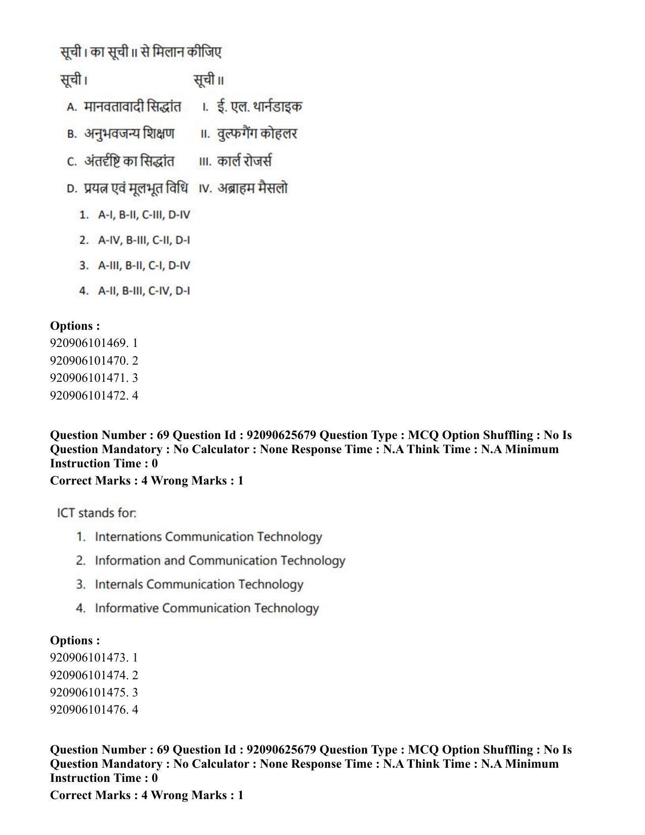 CUET PG 2023: COQP16 – MA Education (Eng) - Shift 1 (26-06-2023) Question Paper - Page 72