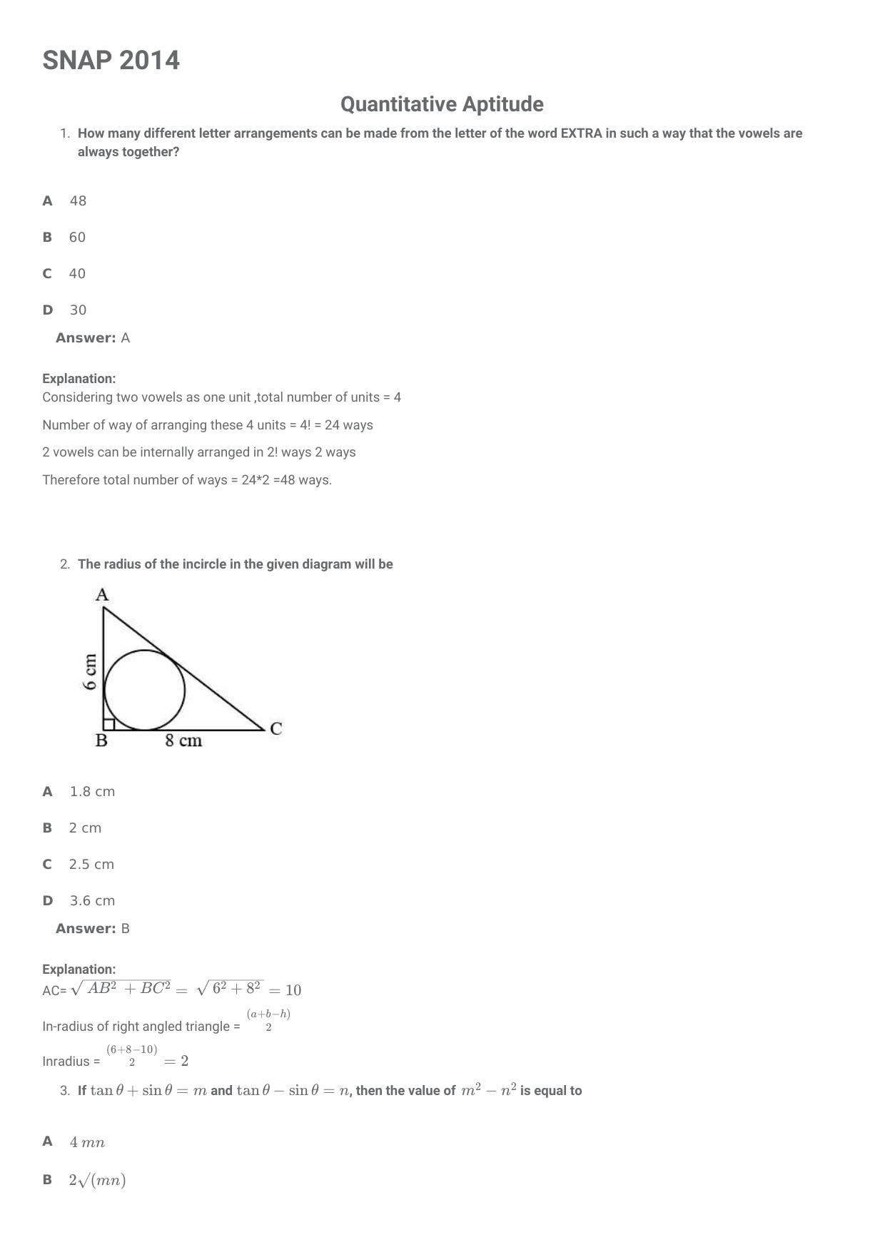 SNAP 2014 Question Paper with Solution - Page 1