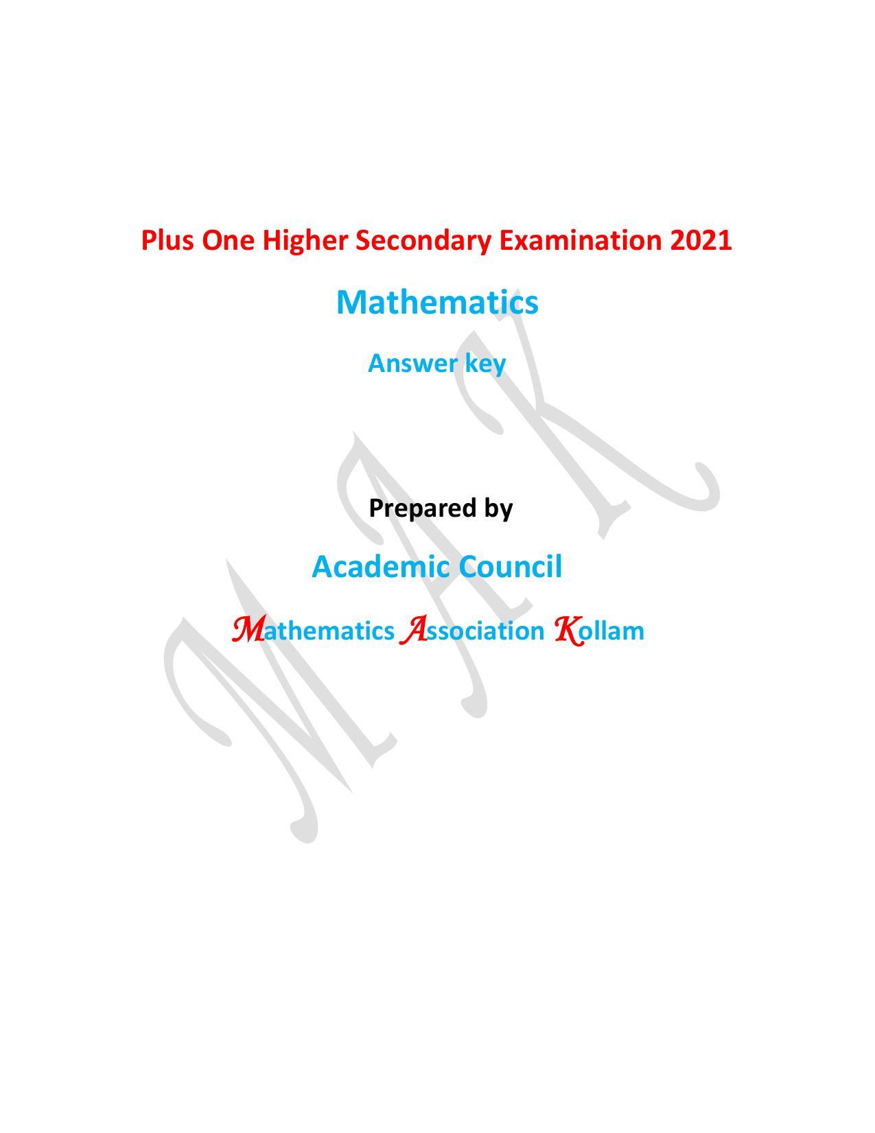 Kerala Plus One 2021 Maths (Science) Question & Answer Key - Page 1