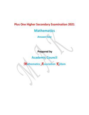 Kerala Plus One 2021 Maths (Science) Question & Answer Key