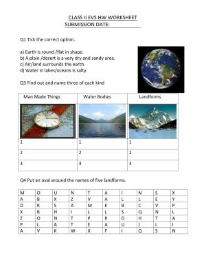 Worksheets for Class 2 EVS Assignment 38 Earth