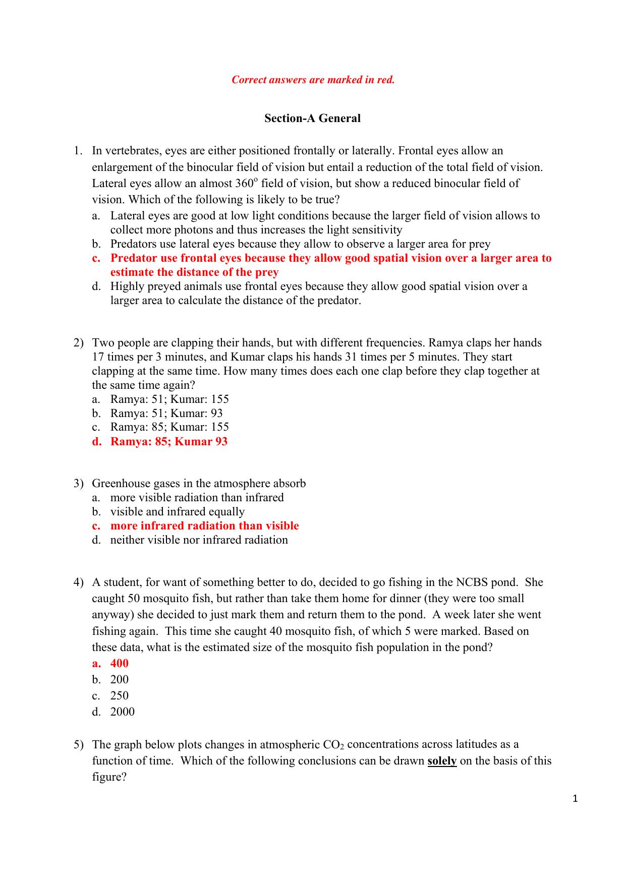 JGEEBILS Biology Question Paper 2013 - Page 1