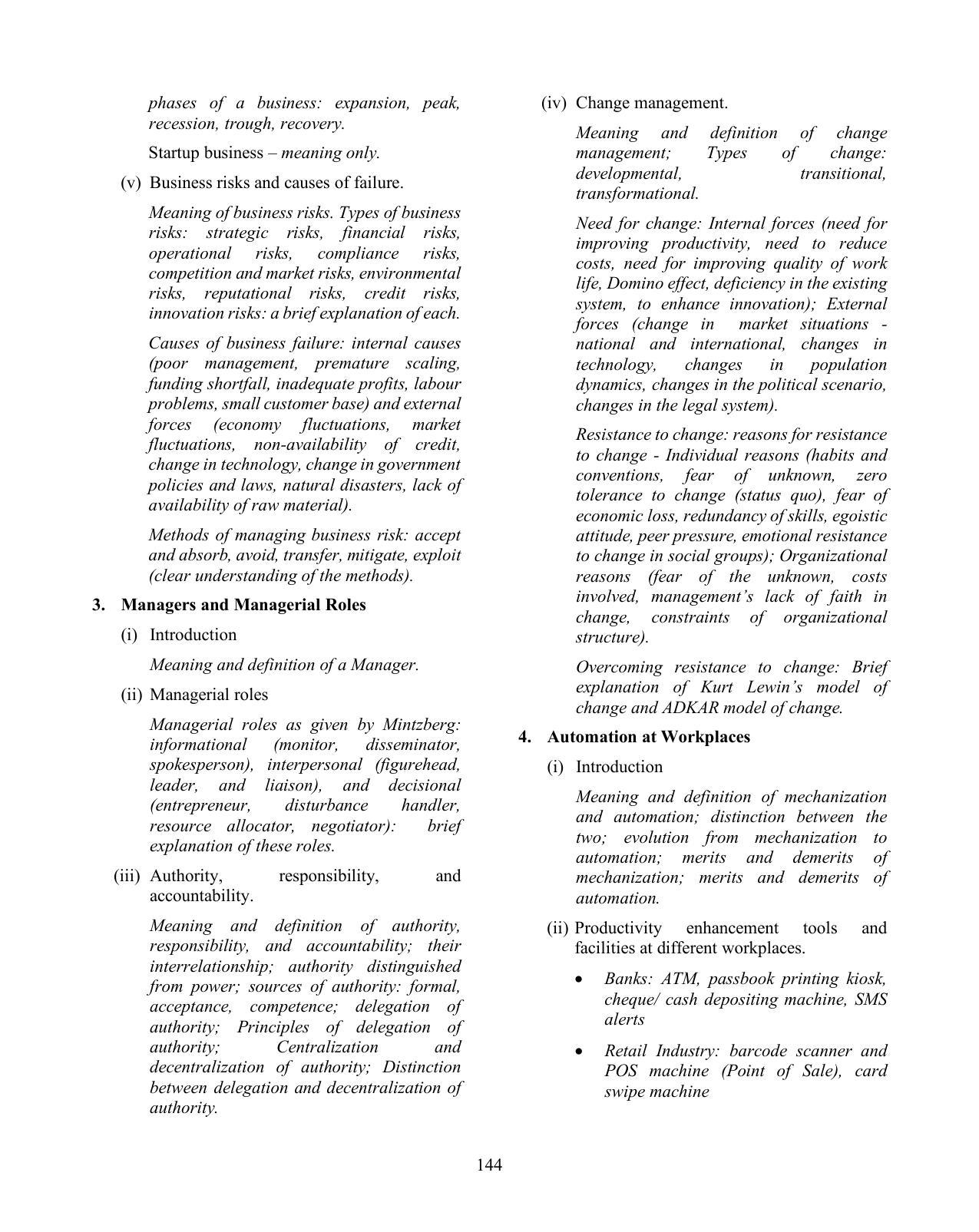 ISC Class XI & XII Business Studies Syllabus - Page 2