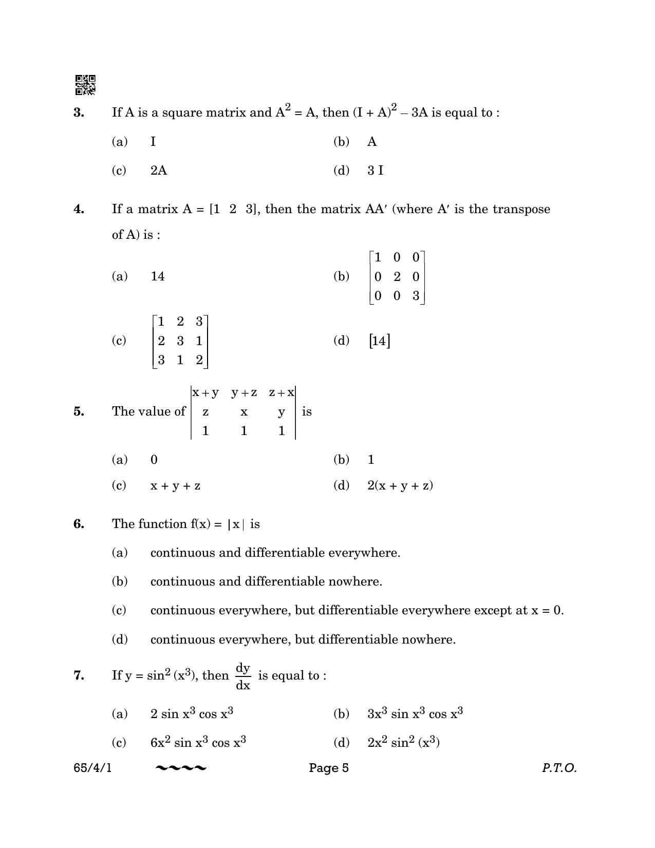 CBSE Class 12 65-4-1 MATHEMATICS 2023 Question Paper - Page 5