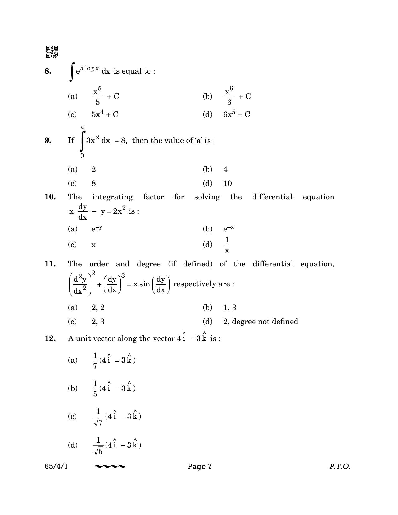 CBSE Class 12 65-4-1 MATHEMATICS 2023 Question Paper - Page 7