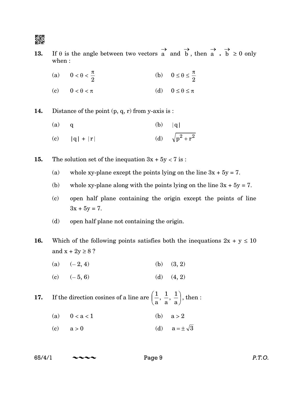 CBSE Class 12 65-4-1 MATHEMATICS 2023 Question Paper - Page 9