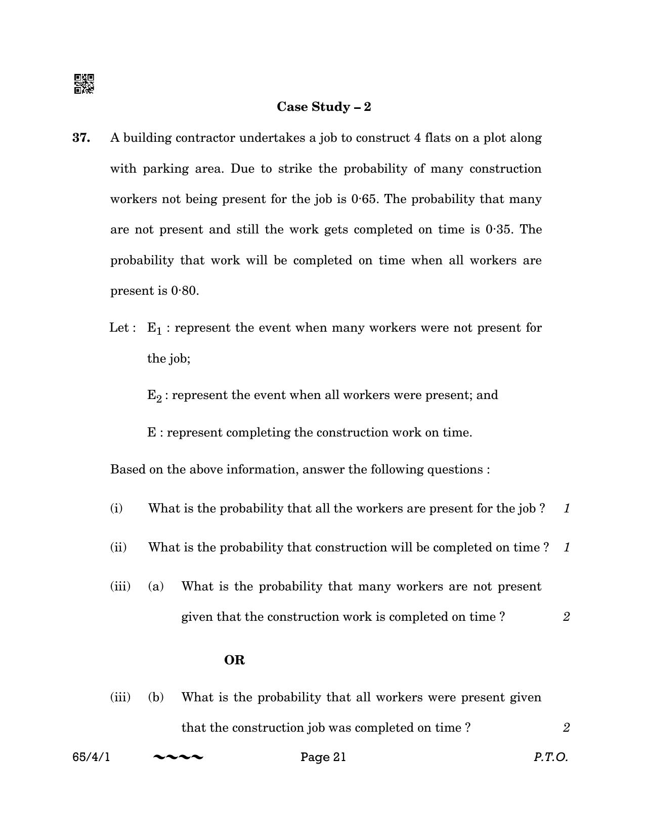 CBSE Class 12 65-4-1 MATHEMATICS 2023 Question Paper - Page 21