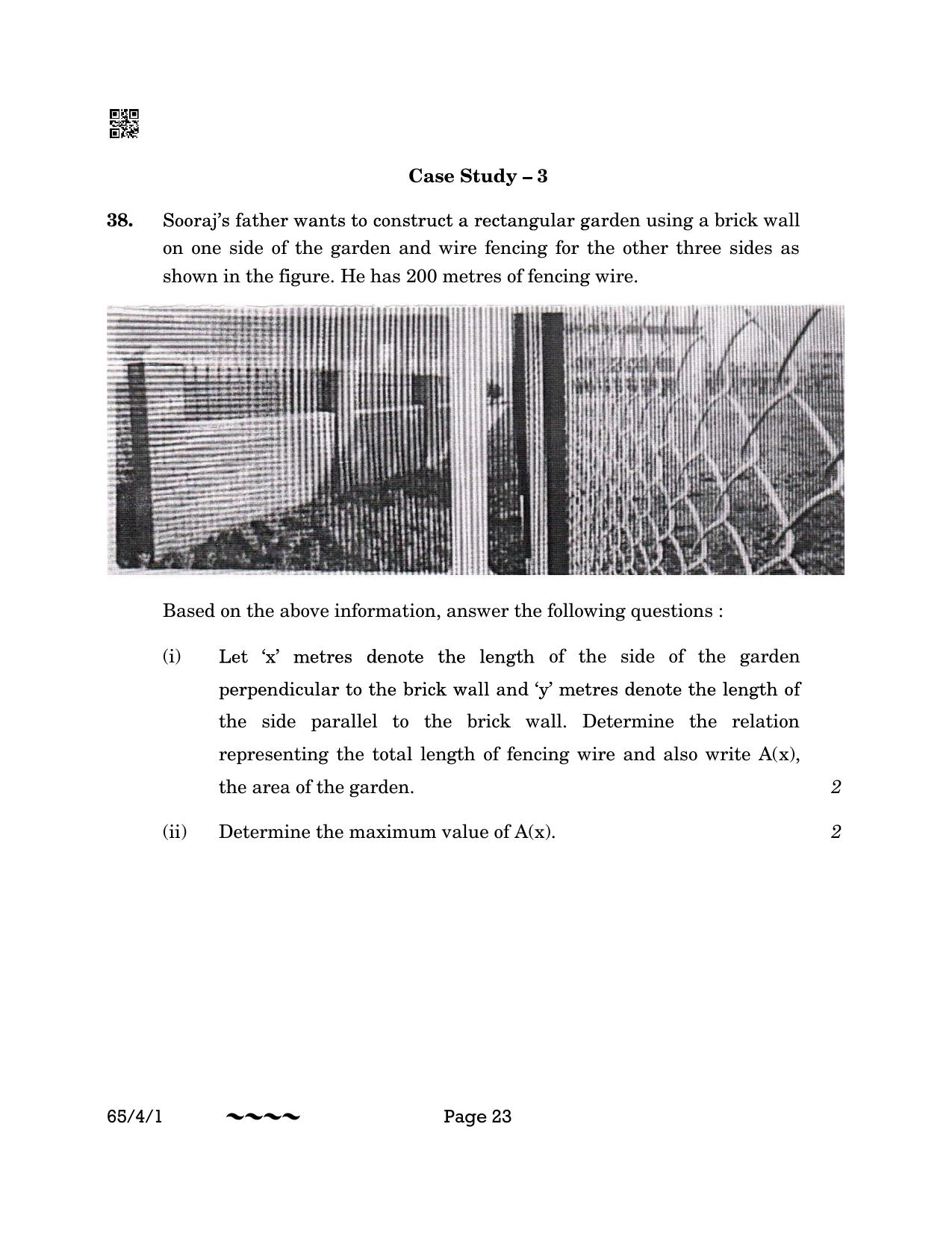 CBSE Class 12 65-4-1 MATHEMATICS 2023 Question Paper - Page 23