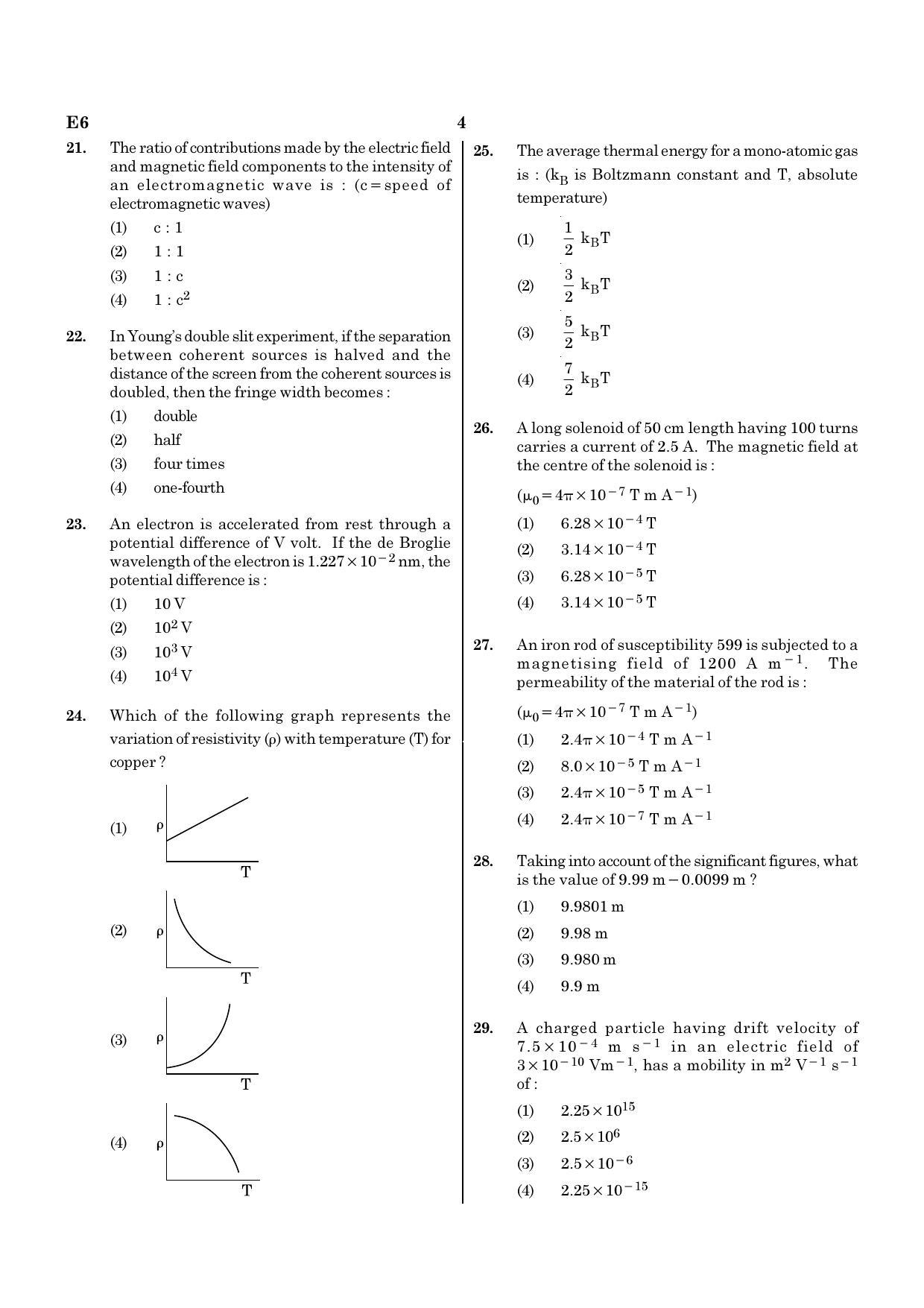 NEET E6 2020 Question Paper - Page 4