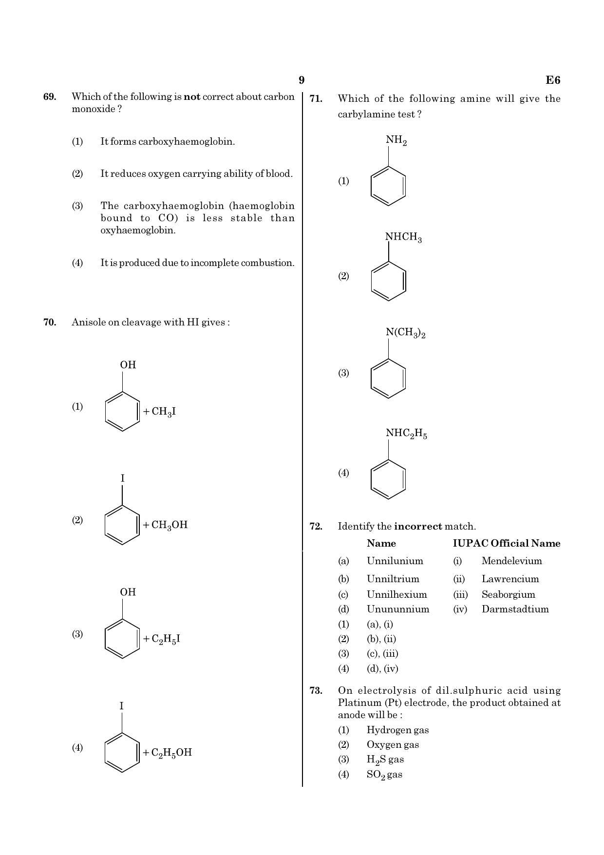 NEET E6 2020 Question Paper - Page 9
