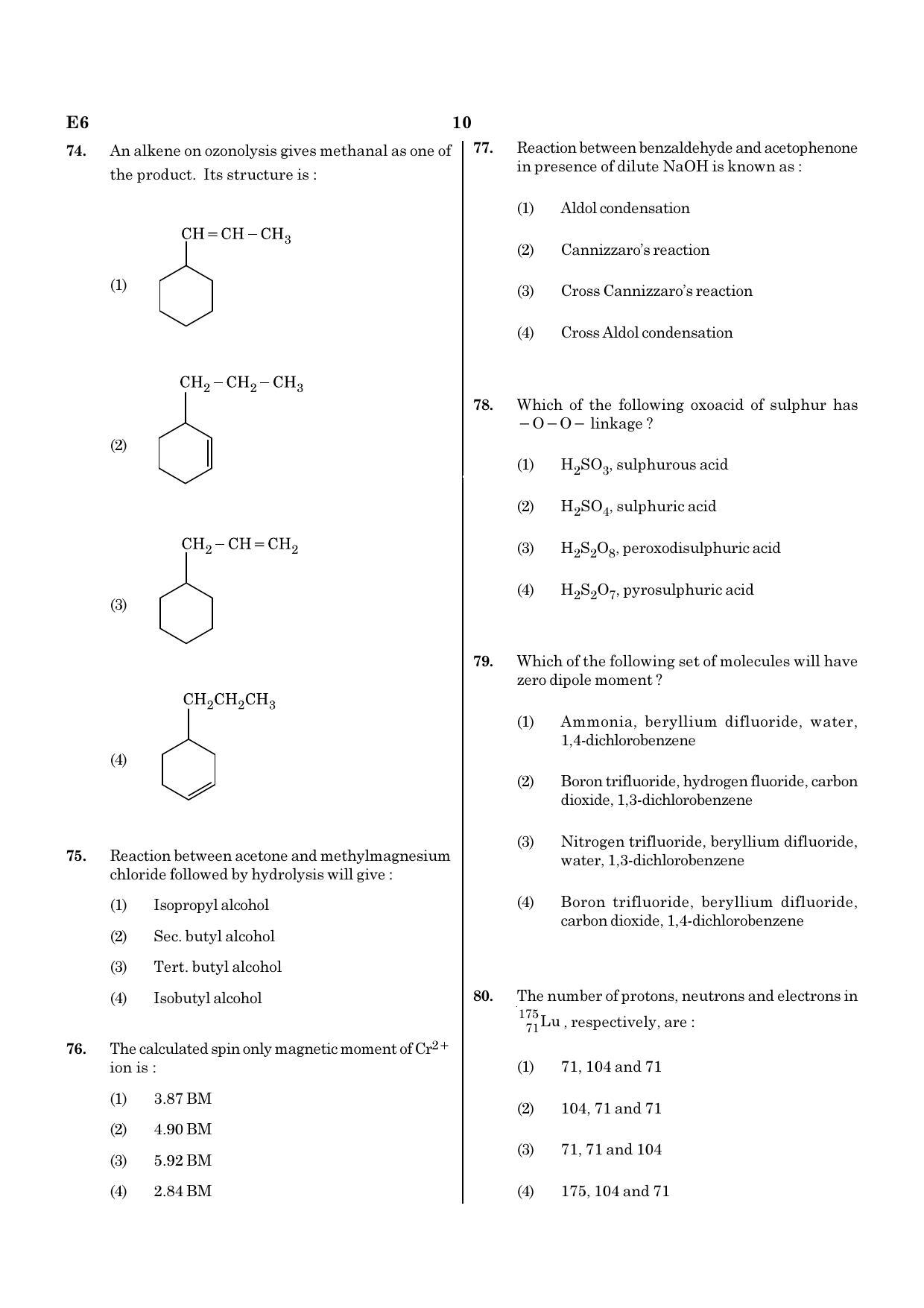 NEET E6 2020 Question Paper - Page 10
