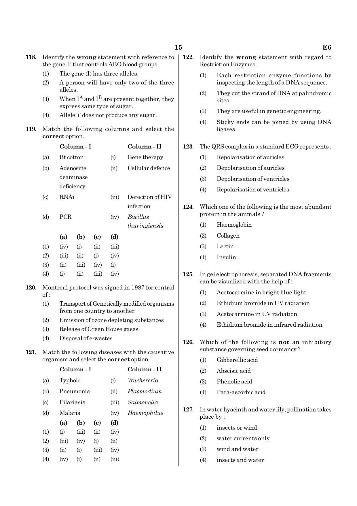 NEET E6 2020 Question Paper - Page 15