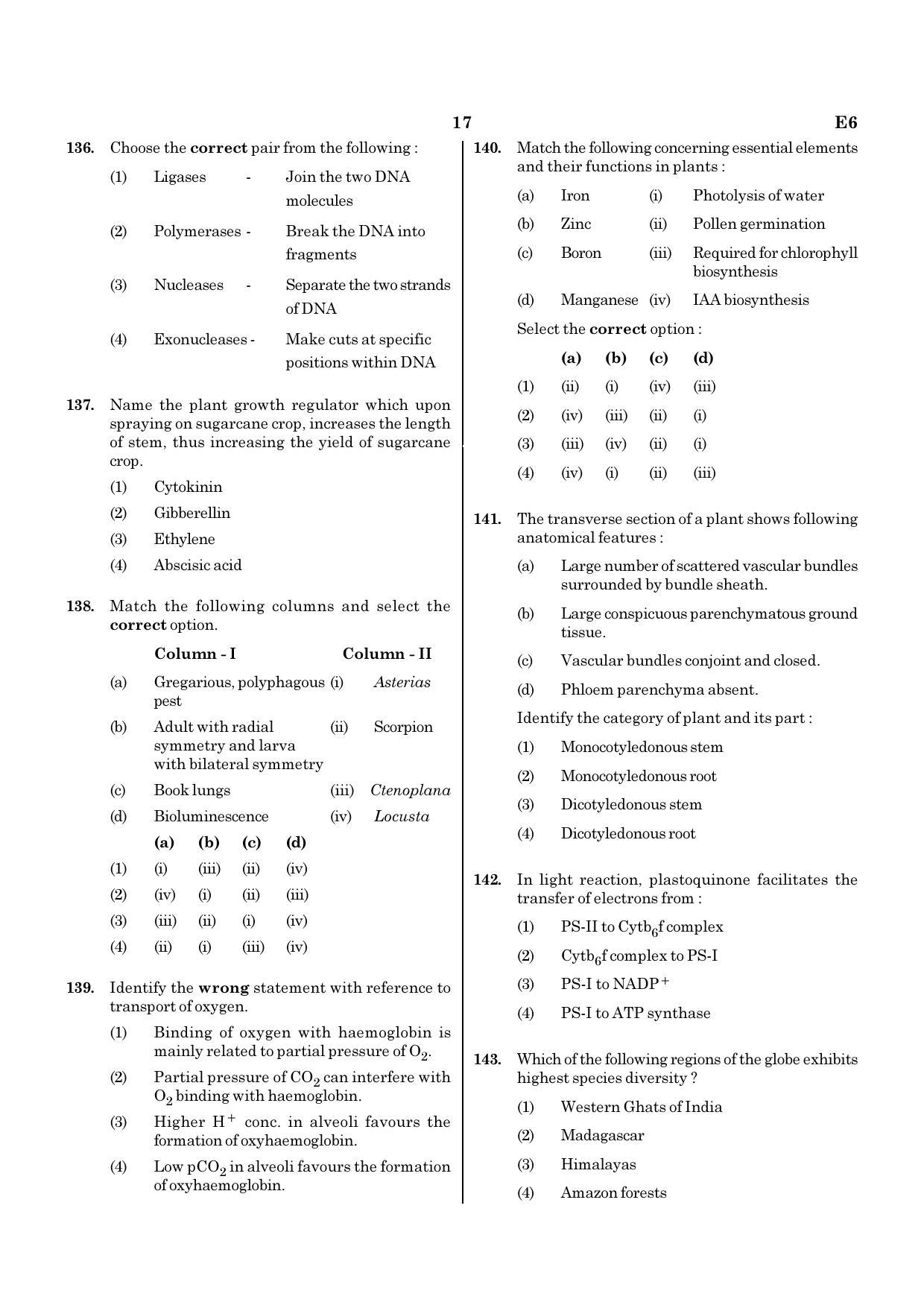 NEET E6 2020 Question Paper - Page 17