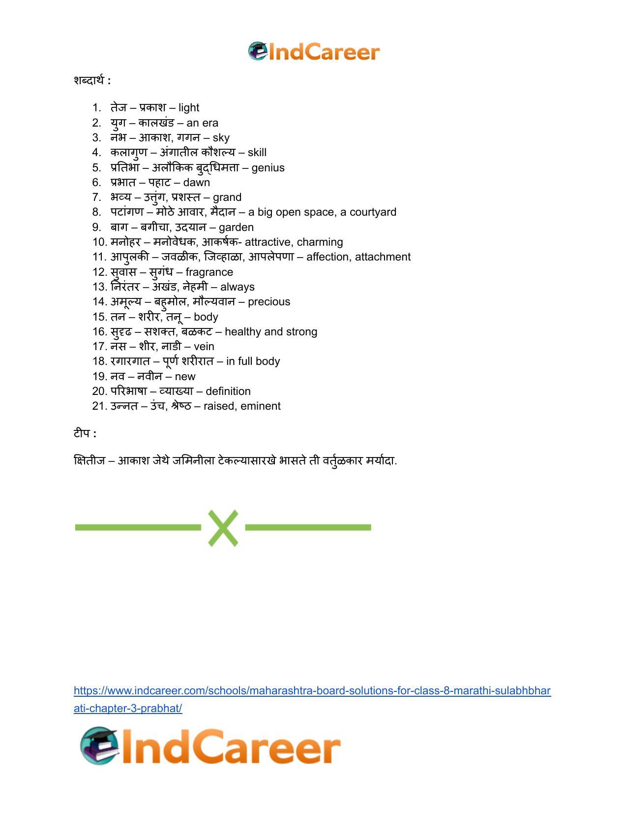 Maharashtra Board Solutions for Class 8- Marathi Sulabhbharati: Chapter 3- प्रभात - Page 19