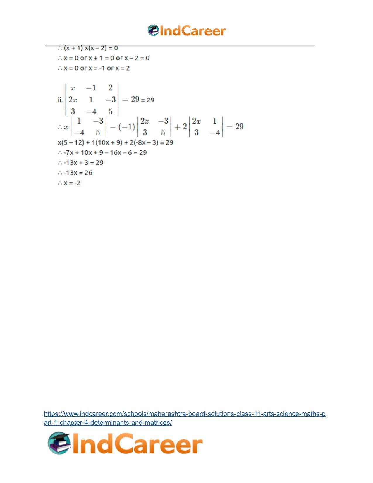 Maharashtra Board Solutions Class 11-Arts & Science Maths (Part 1): Chapter 4- Determinants and Matrices - Page 6