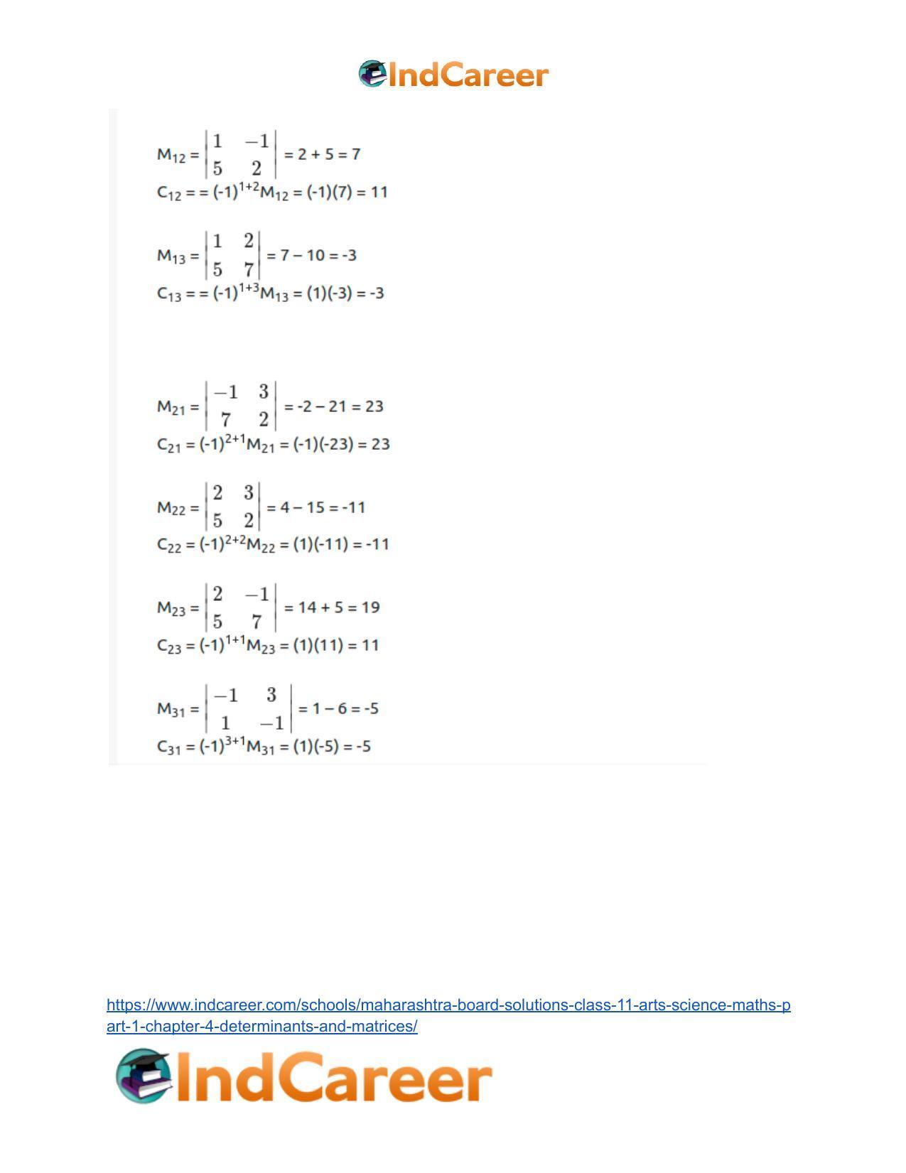 Maharashtra Board Solutions Class 11-Arts & Science Maths (Part 1): Chapter 4- Determinants and Matrices - Page 8
