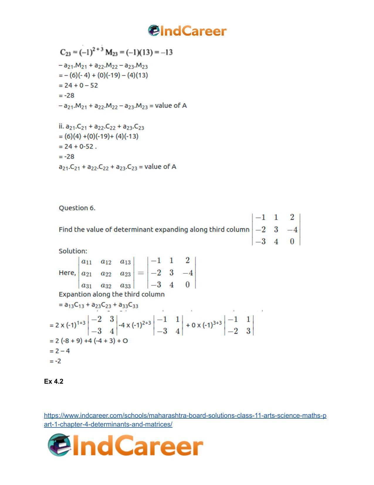 Maharashtra Board Solutions Class 11-Arts & Science Maths (Part 1): Chapter 4- Determinants and Matrices - Page 10