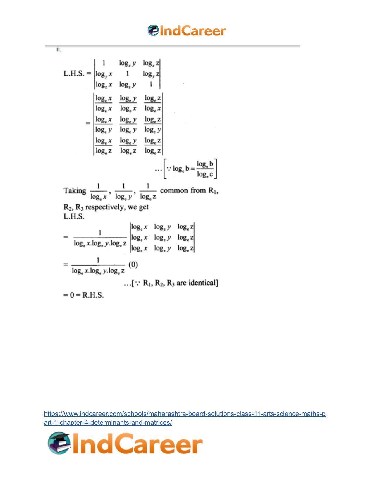 Maharashtra Board Solutions Class 11-Arts & Science Maths (Part 1): Chapter 4- Determinants and Matrices - Page 15