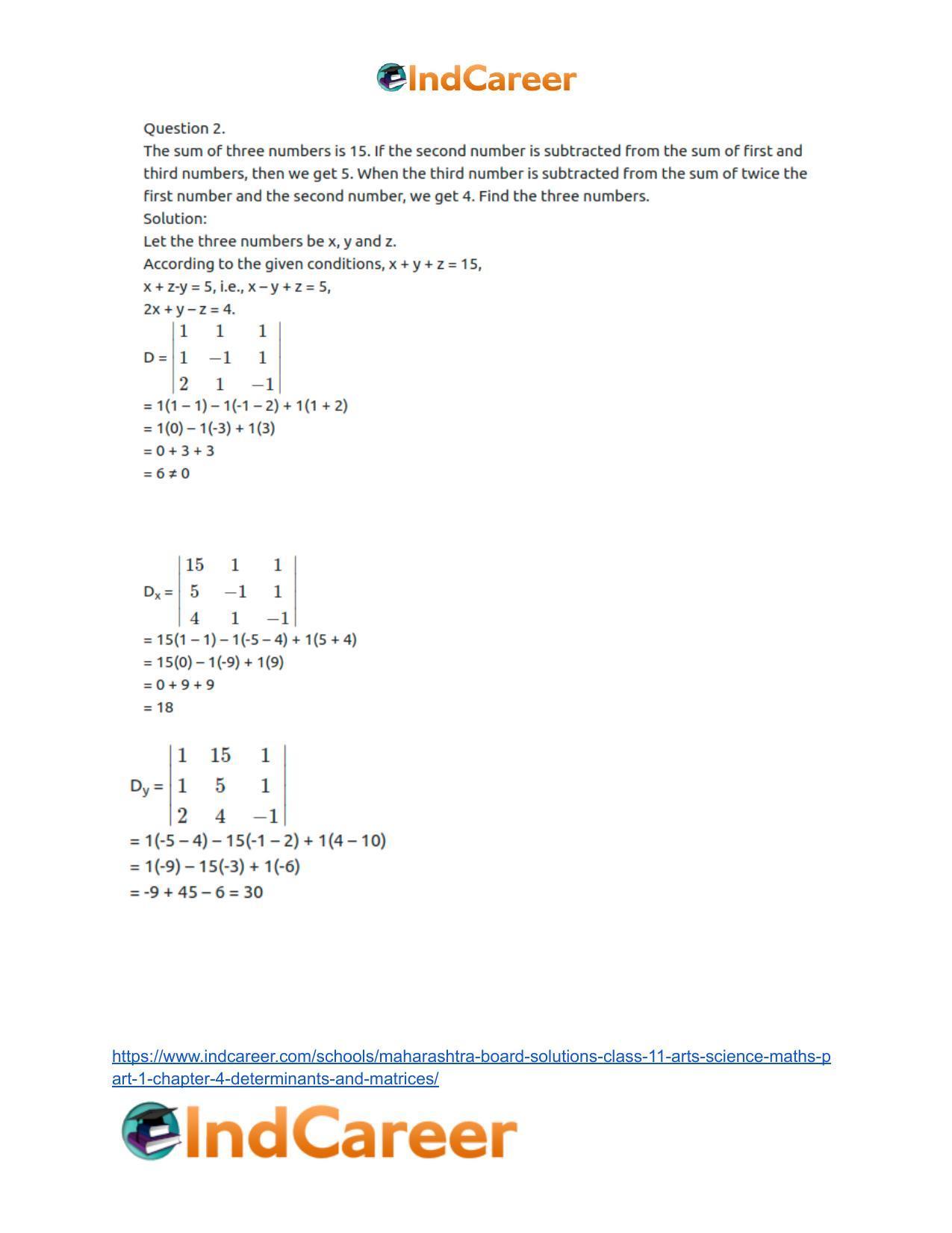 Maharashtra Board Solutions Class 11-Arts & Science Maths (Part 1): Chapter 4- Determinants and Matrices - Page 26