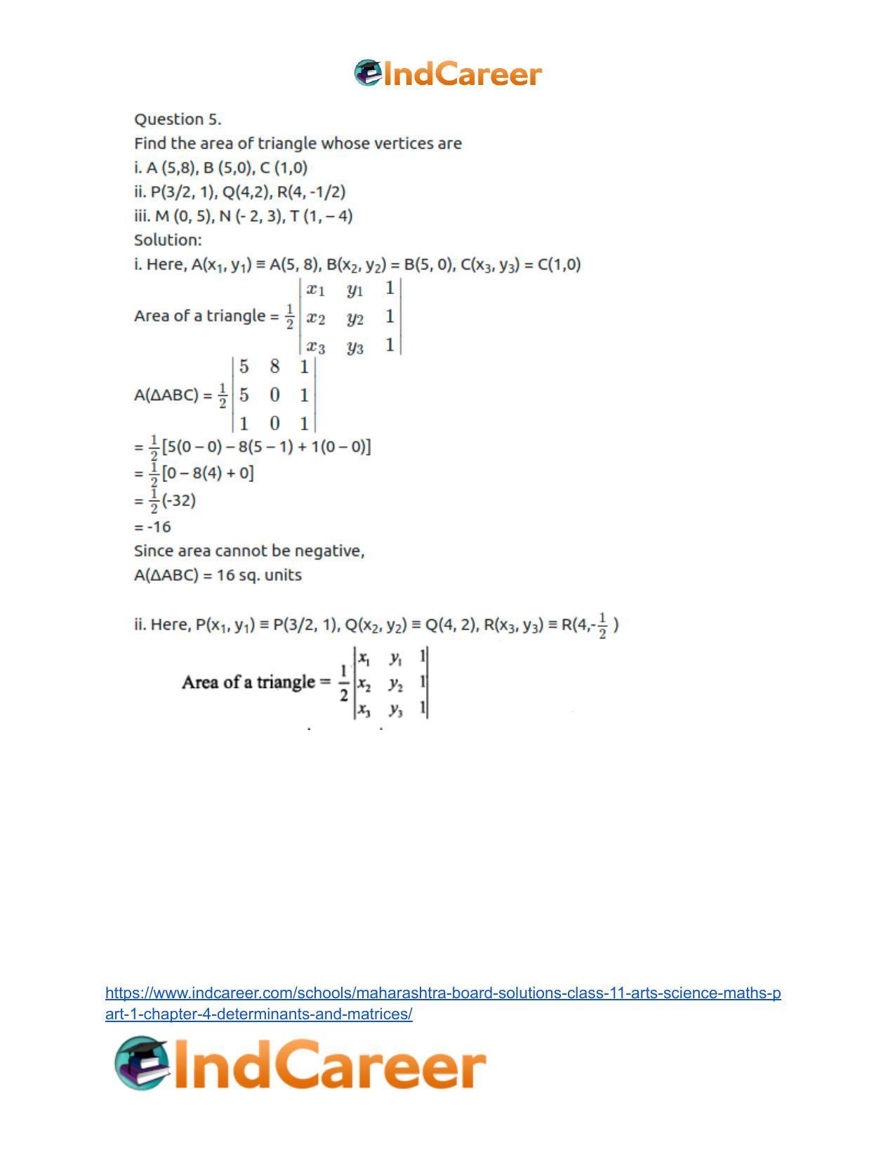 Maharashtra Board Solutions Class 11-Arts & Science Maths (Part 1): Chapter 4- Determinants and Matrices - Page 30
