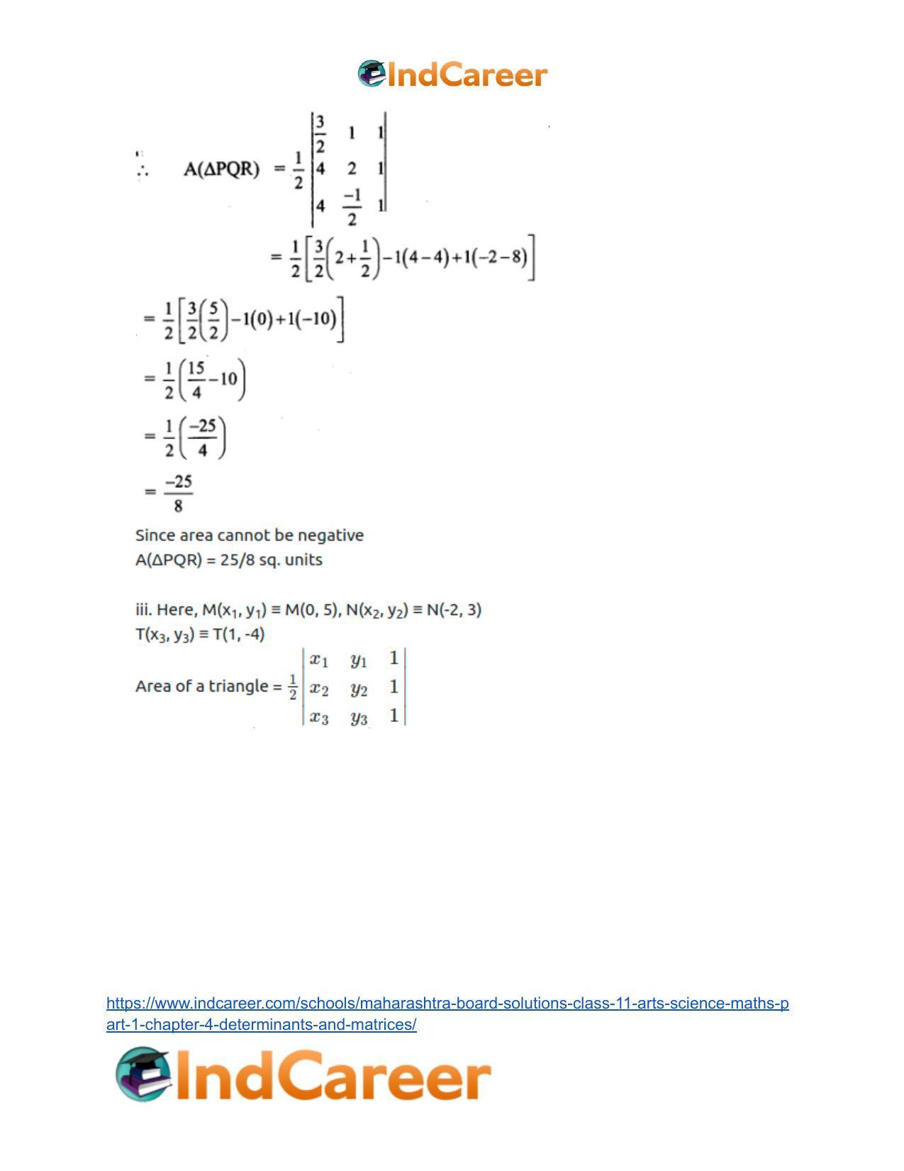 Maharashtra Board Solutions Class 11-Arts & Science Maths (Part 1): Chapter 4- Determinants and Matrices - Page 31