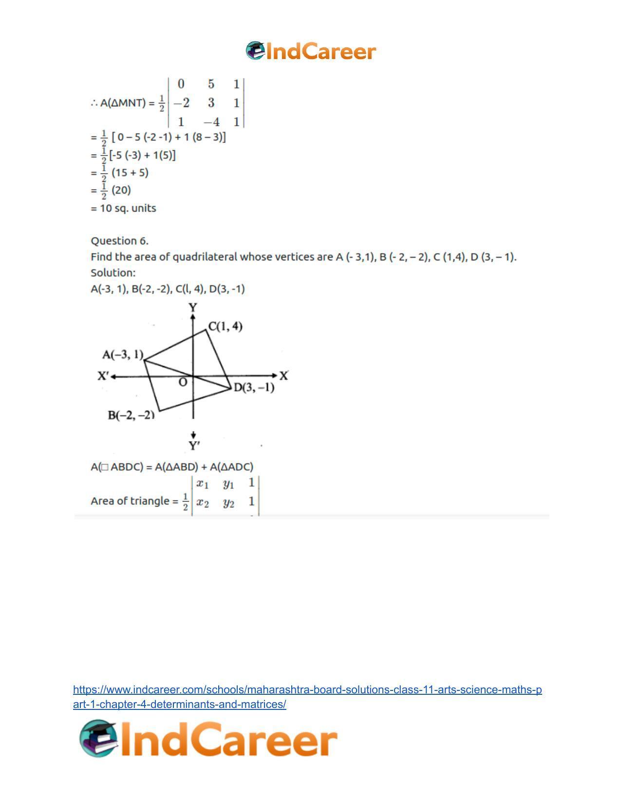 Maharashtra Board Solutions Class 11-Arts & Science Maths (Part 1): Chapter 4- Determinants and Matrices - Page 32