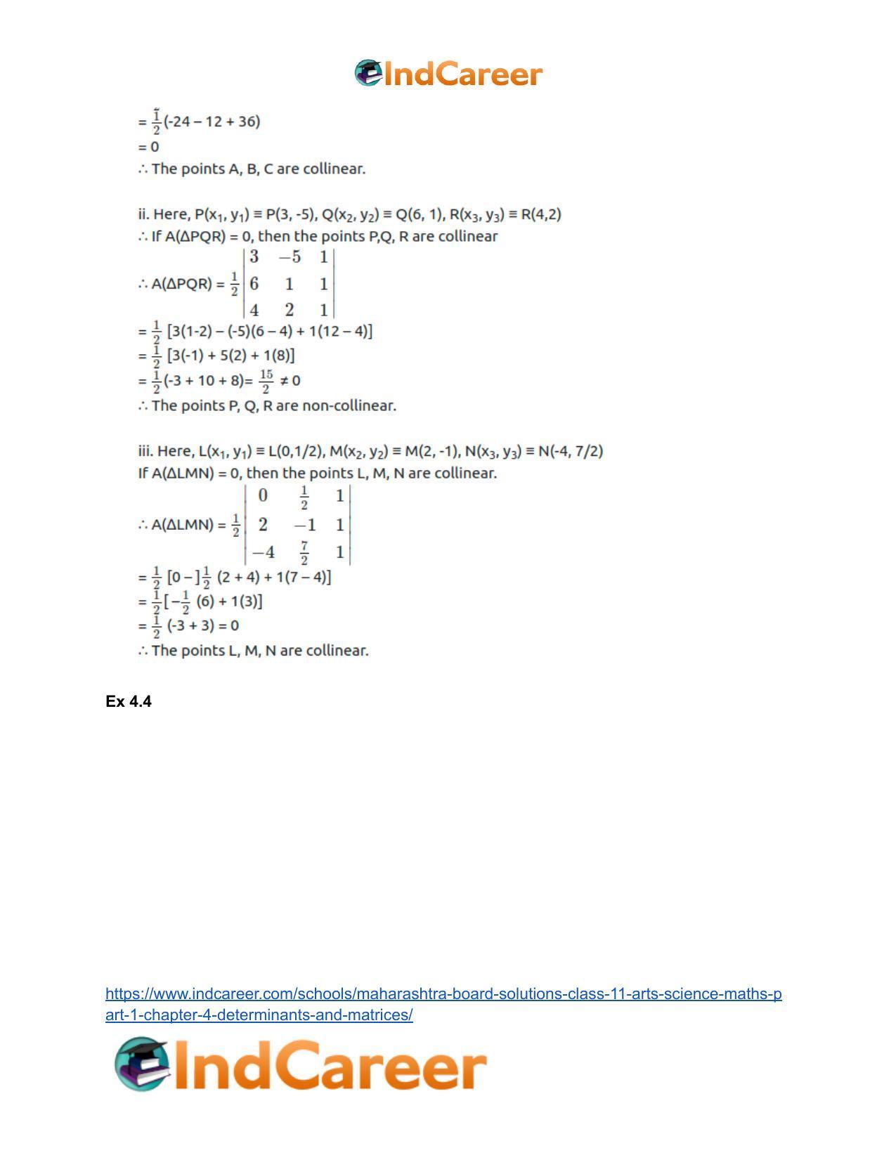 Maharashtra Board Solutions Class 11-Arts & Science Maths (Part 1): Chapter 4- Determinants and Matrices - Page 35