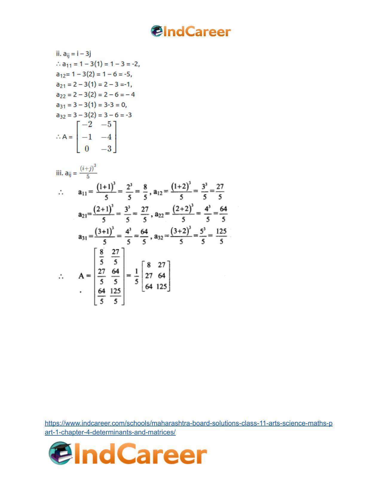 Maharashtra Board Solutions Class 11-Arts & Science Maths (Part 1): Chapter 4- Determinants and Matrices - Page 38